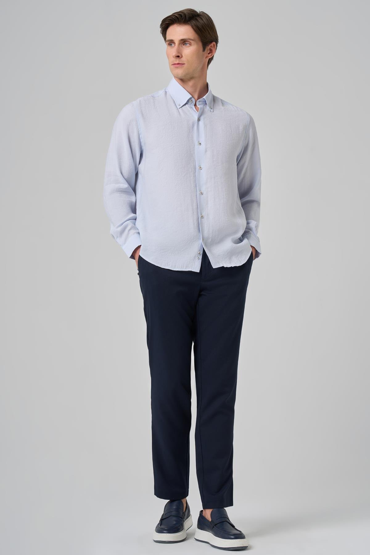 Morven Erkek A. MAVİ Dynamic Fit Düğmeli Yaka Modal Gömlek