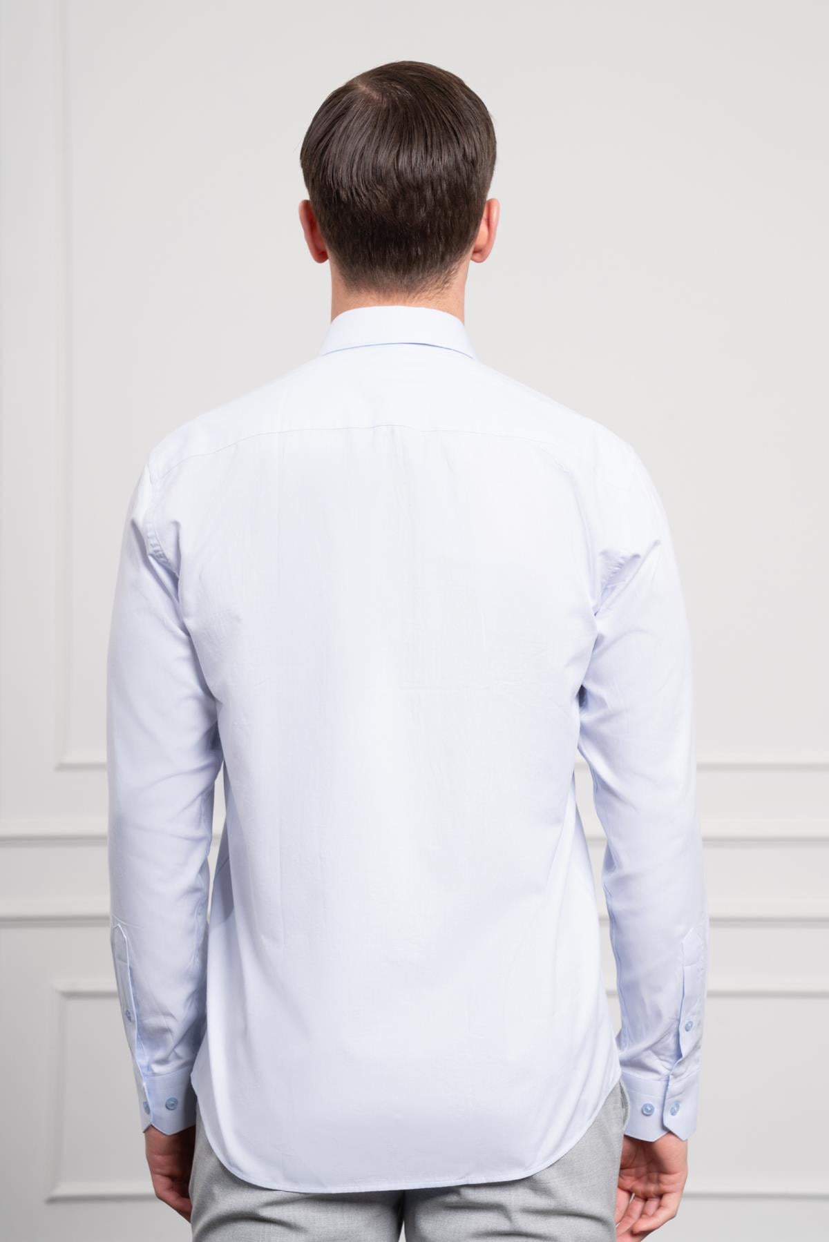 Morven Erkek A. MAVİ Pamuk Trend Slim Fit İtalyan Yaka Gömlek