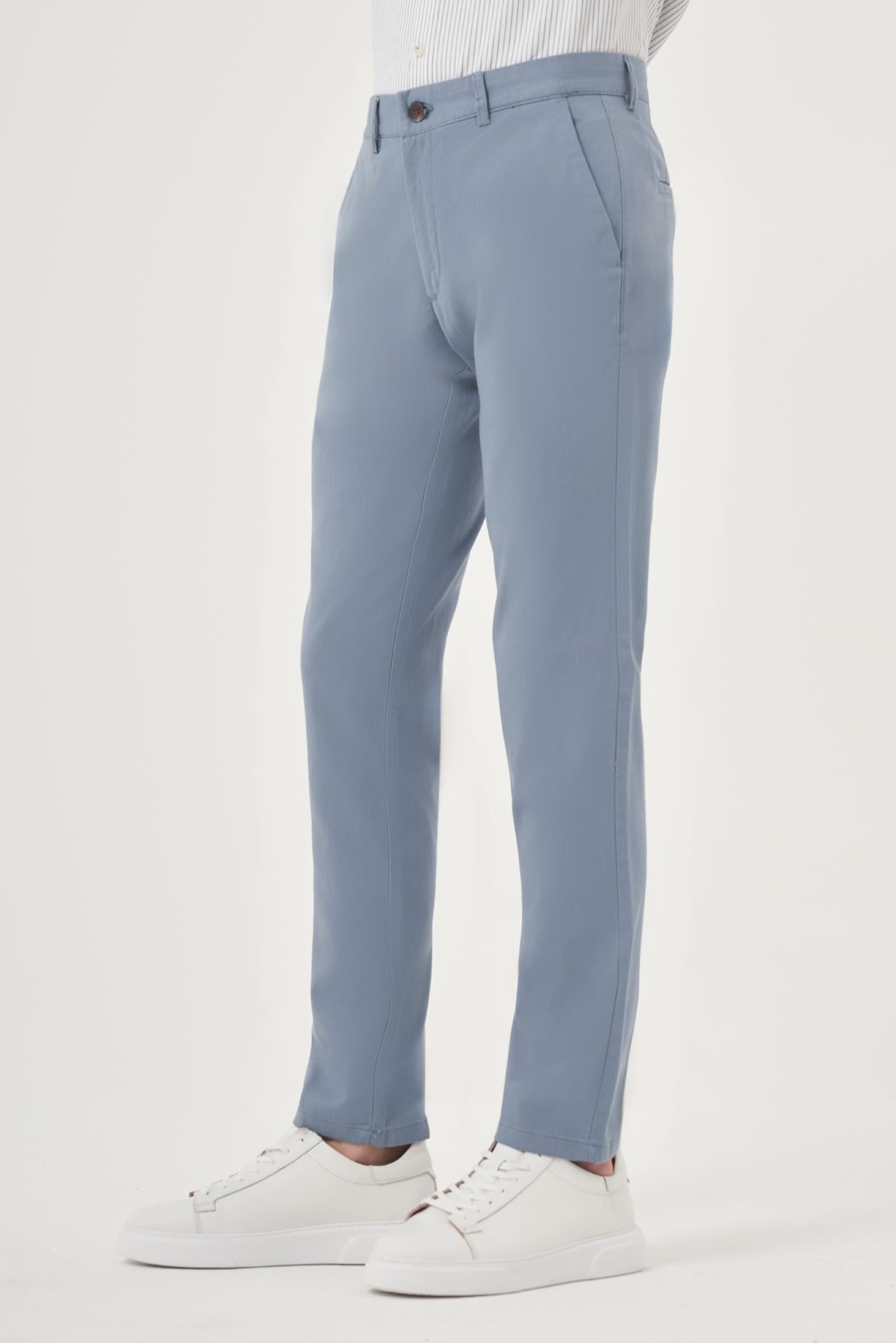 Morven Erkek A. MAVİ Yazlık Pamuk Yan Cep Slim Fit Chino Pantolon