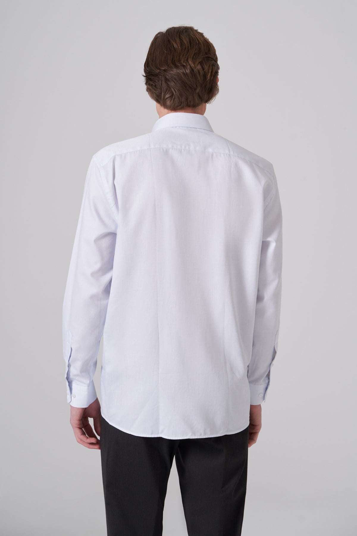 Morven Erkek A. MAVİ Pamuk Trend Pitikareli Regular Fit Sert Yaka Gömlek