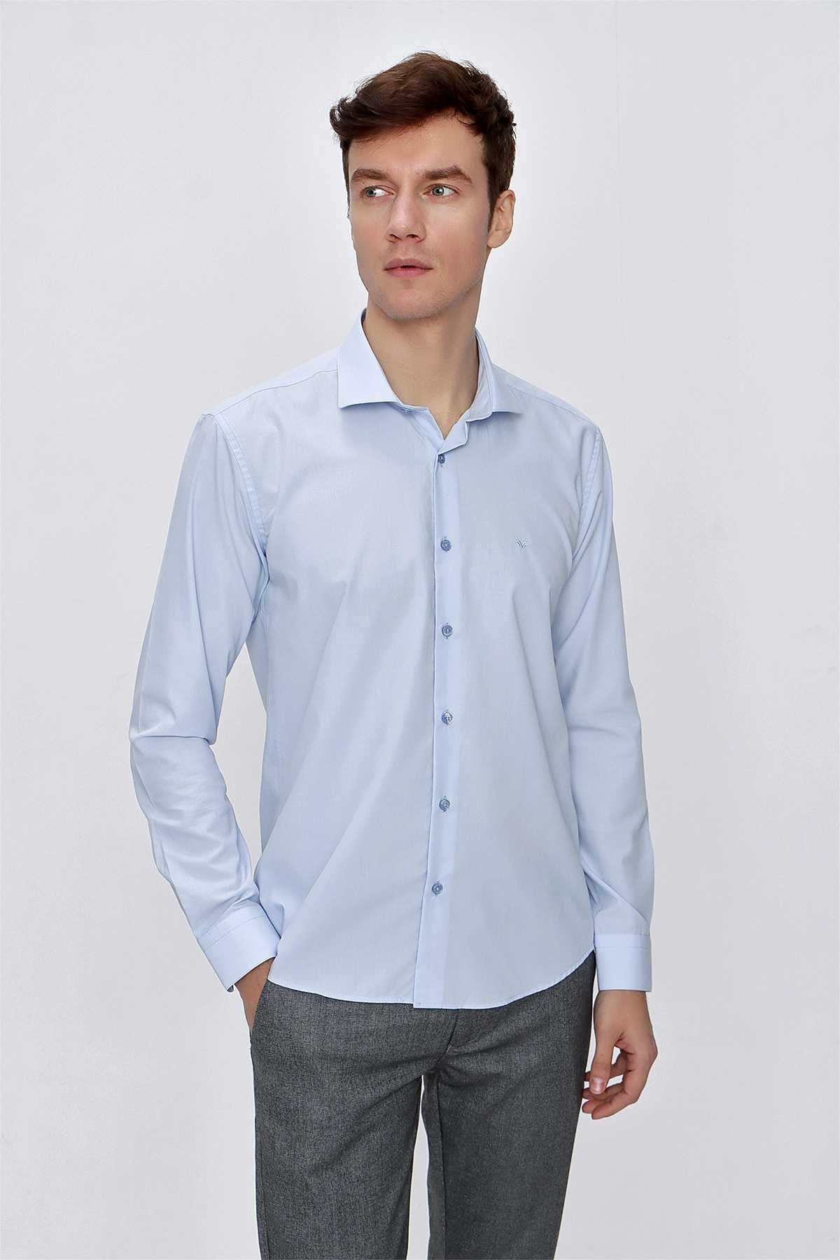 Morven Erkek A. MAVİ Basic Slim Fit Dar Kesim Gömlek