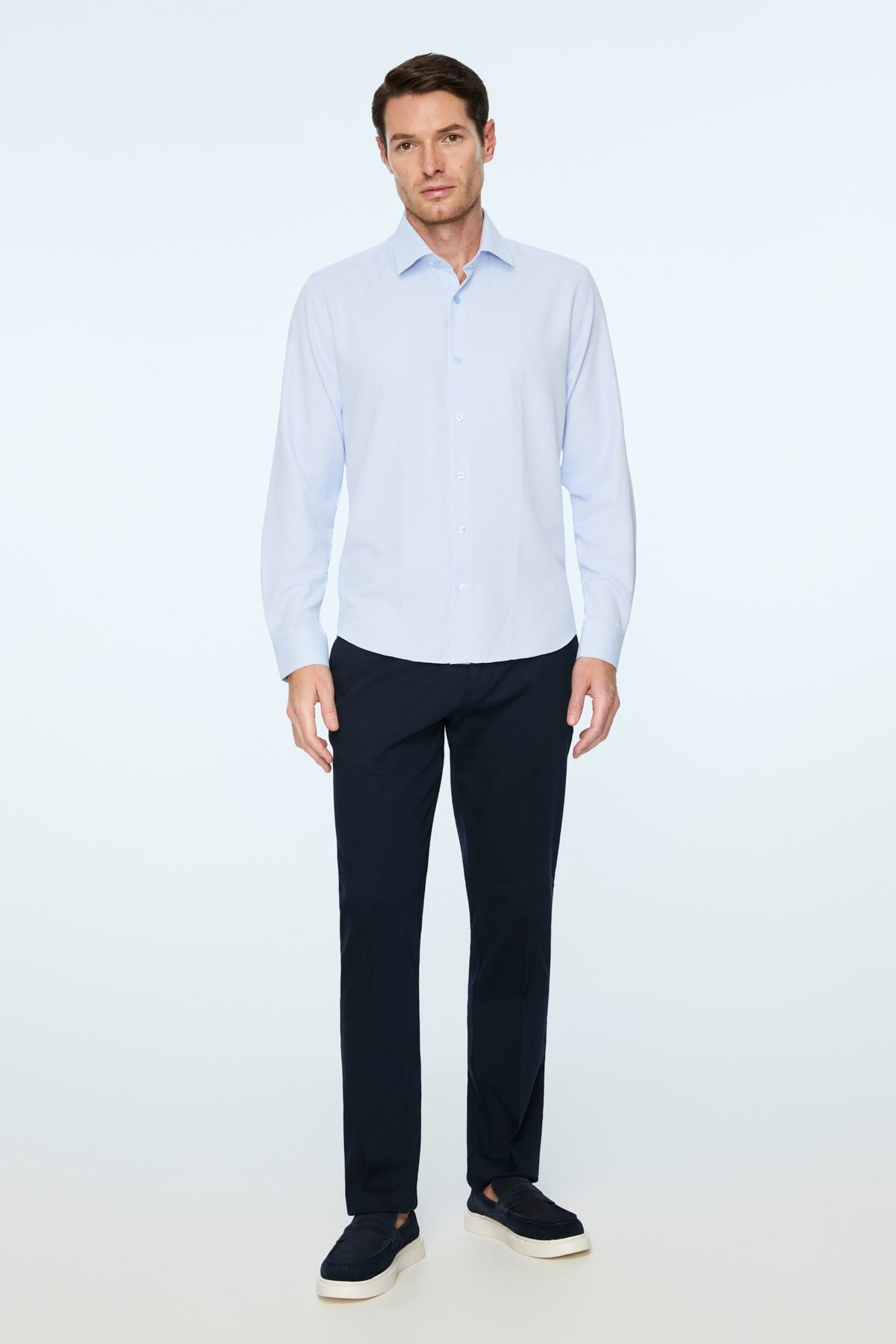 Morven Erkek A. MAVİ Polyester Trend Desenli Dynamic Fit Sert Yaka Gömlek