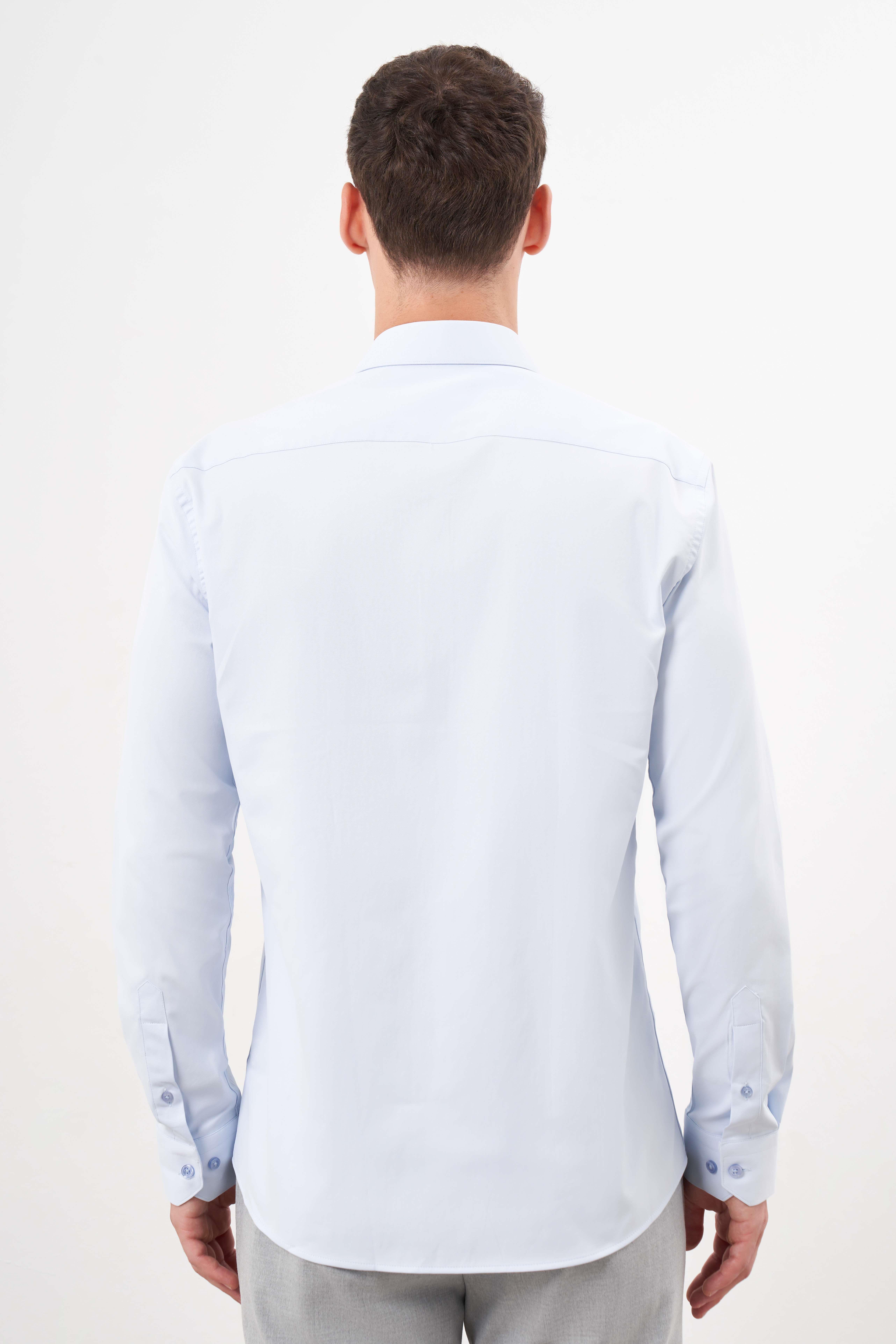 Morven Erkek A. MAVİ Basic Düz Desen İtalyan Yaka Slim Fit Gömlek