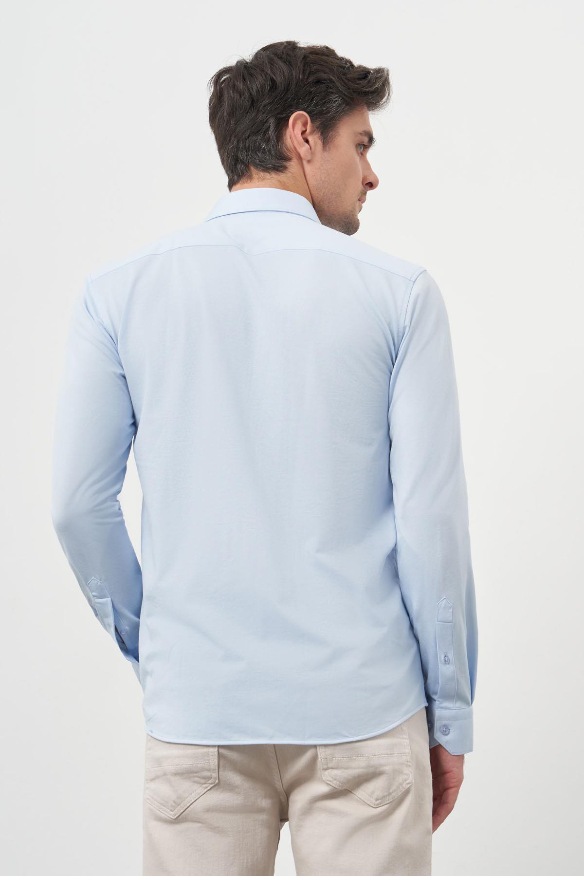 Morven Erkek A. MAVİ Trend Slim Fit İtalyan Yaka Gömlek