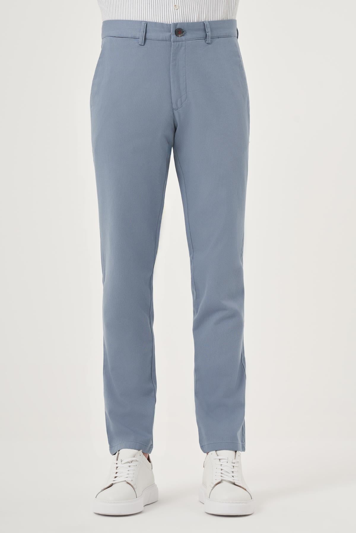 Morven Erkek A. MAVİ Yazlık Pamuk Yan Cep Slim Fit Chino Pantolon