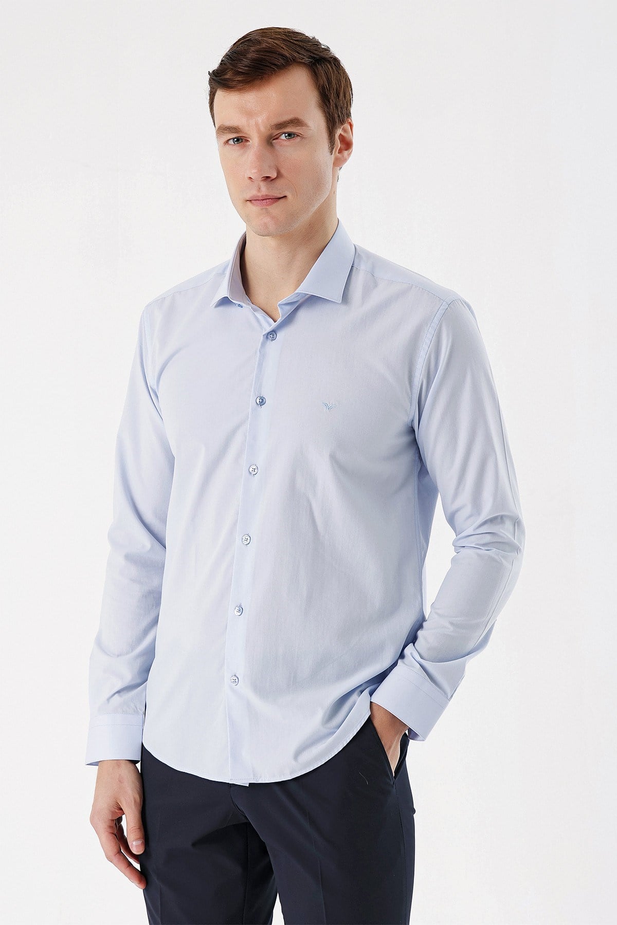 Morven Erkek A. MAVİ Basic Slim Fit Gömlek