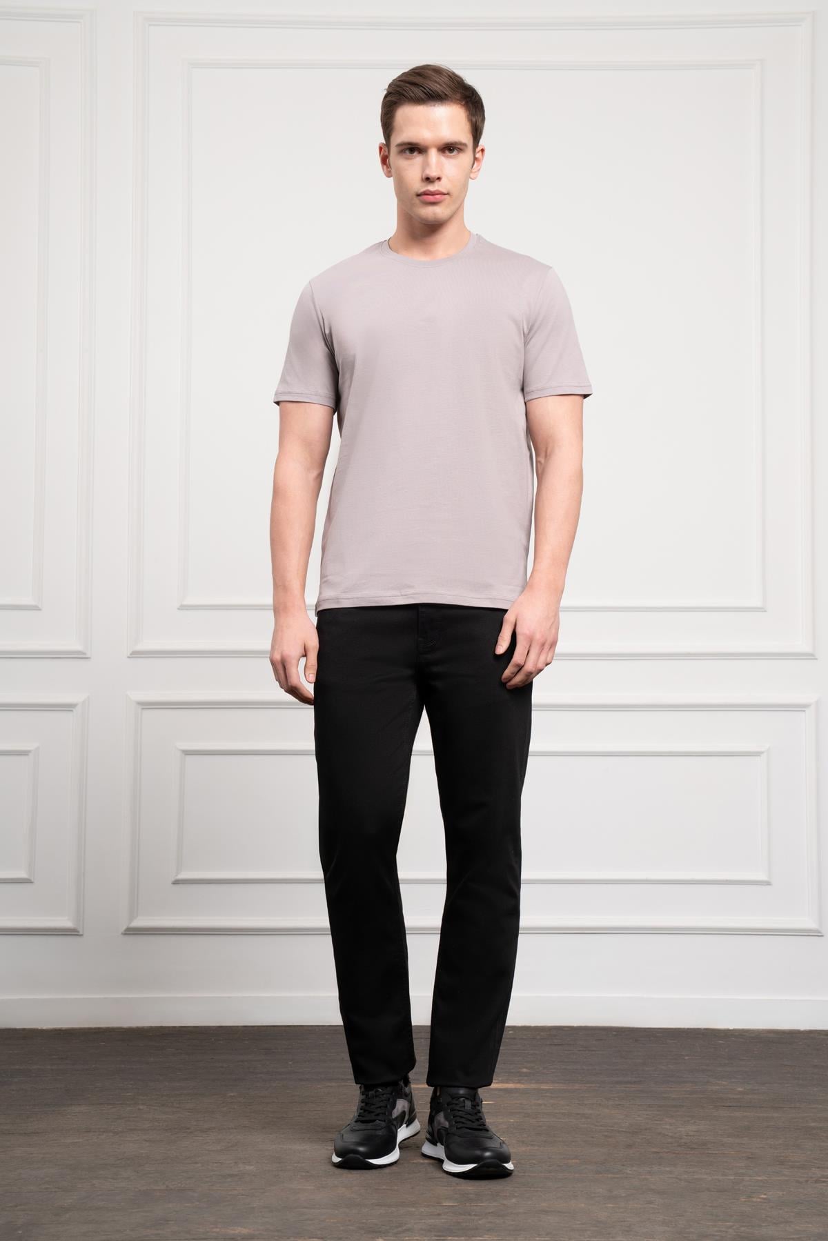 Morven Erkek AÇIK GRİ Basic Bisiklet Yaka Dynamic Fit Pamuk T-Shirt