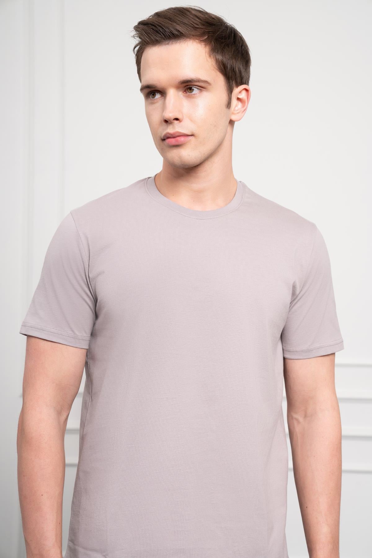 Morven Erkek AÇIK GRİ Basic Bisiklet Yaka Dynamic Fit Pamuk T-Shirt