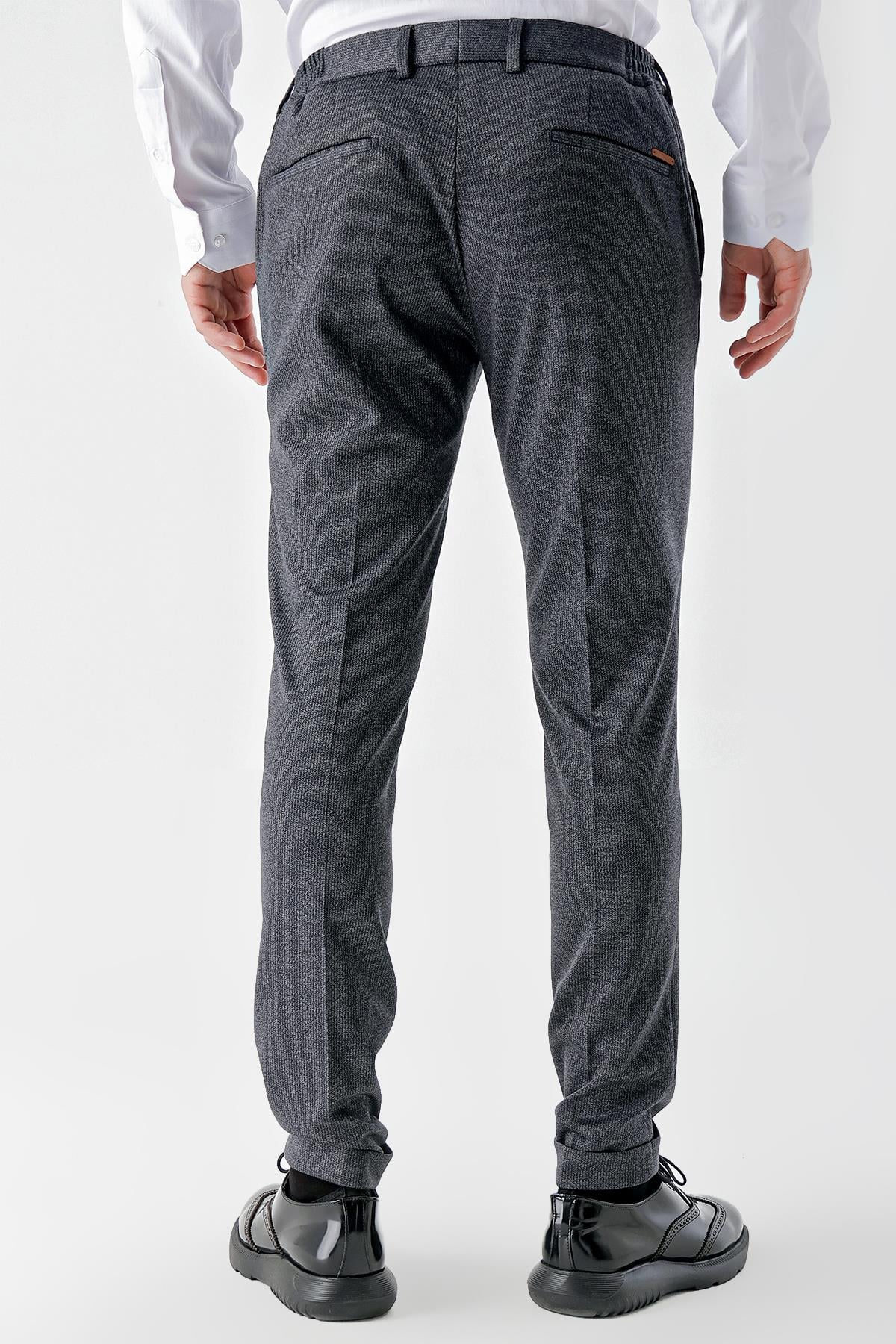 Morven Erkek AÇIK GRİ Poliviskon Trend Desenli Slim Fit Classic Pantolon
