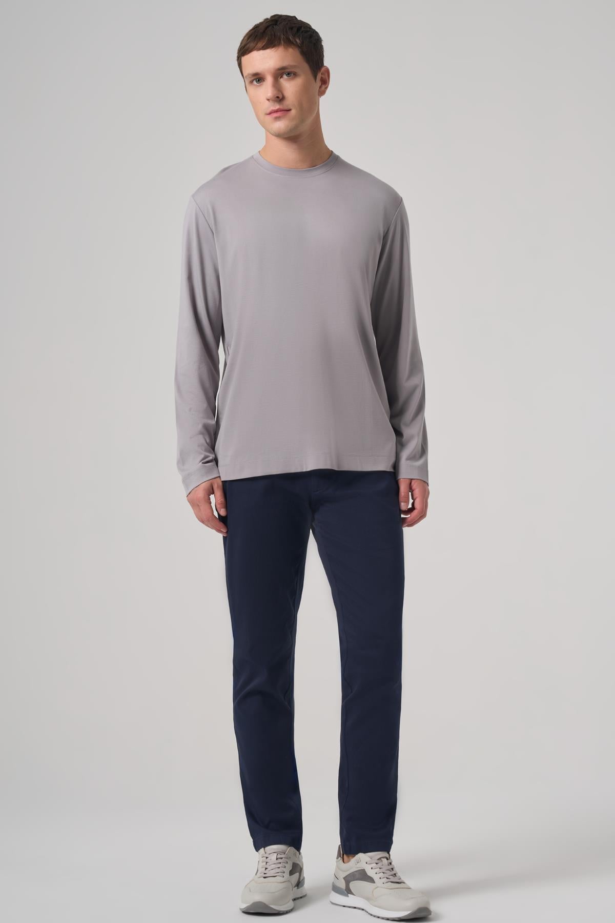 Morven Erkek AÇIK GRİ Trend Bisiklet Yaka Rayon Sweatshirt