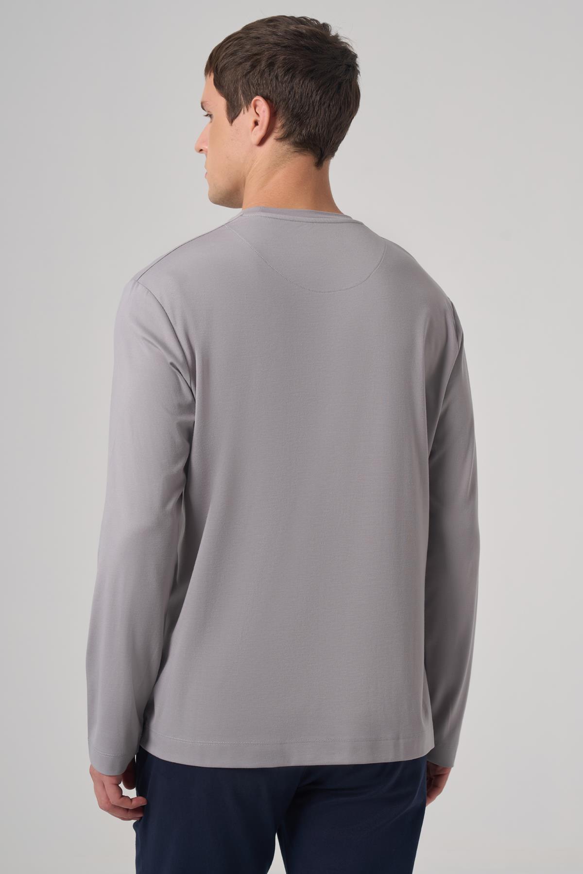 Morven Erkek AÇIK GRİ Trend Bisiklet Yaka Rayon Sweatshirt