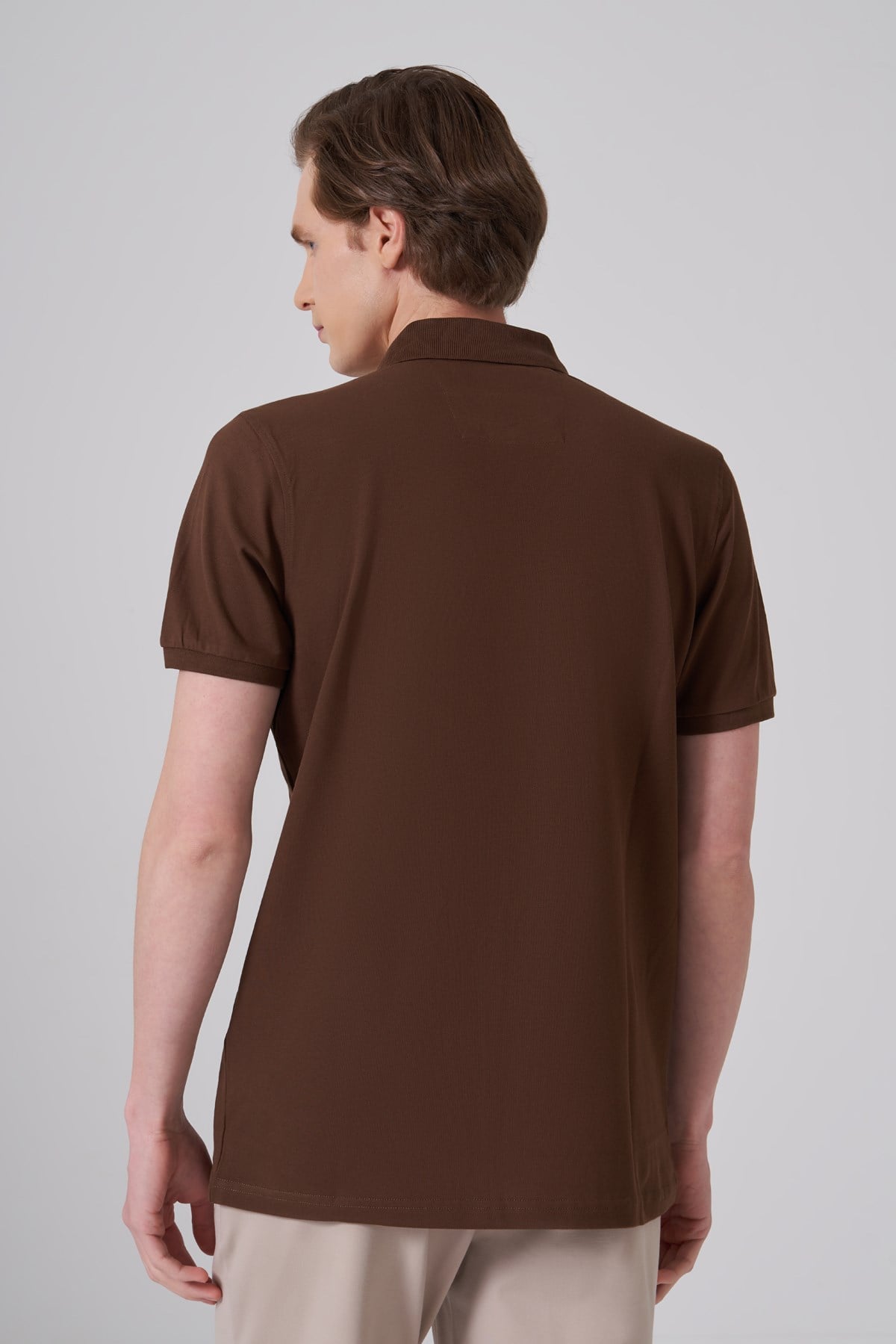 Morven Erkek AÇIK KAHVE Basic Polo Yaka Dynamic Fit T-Shirt