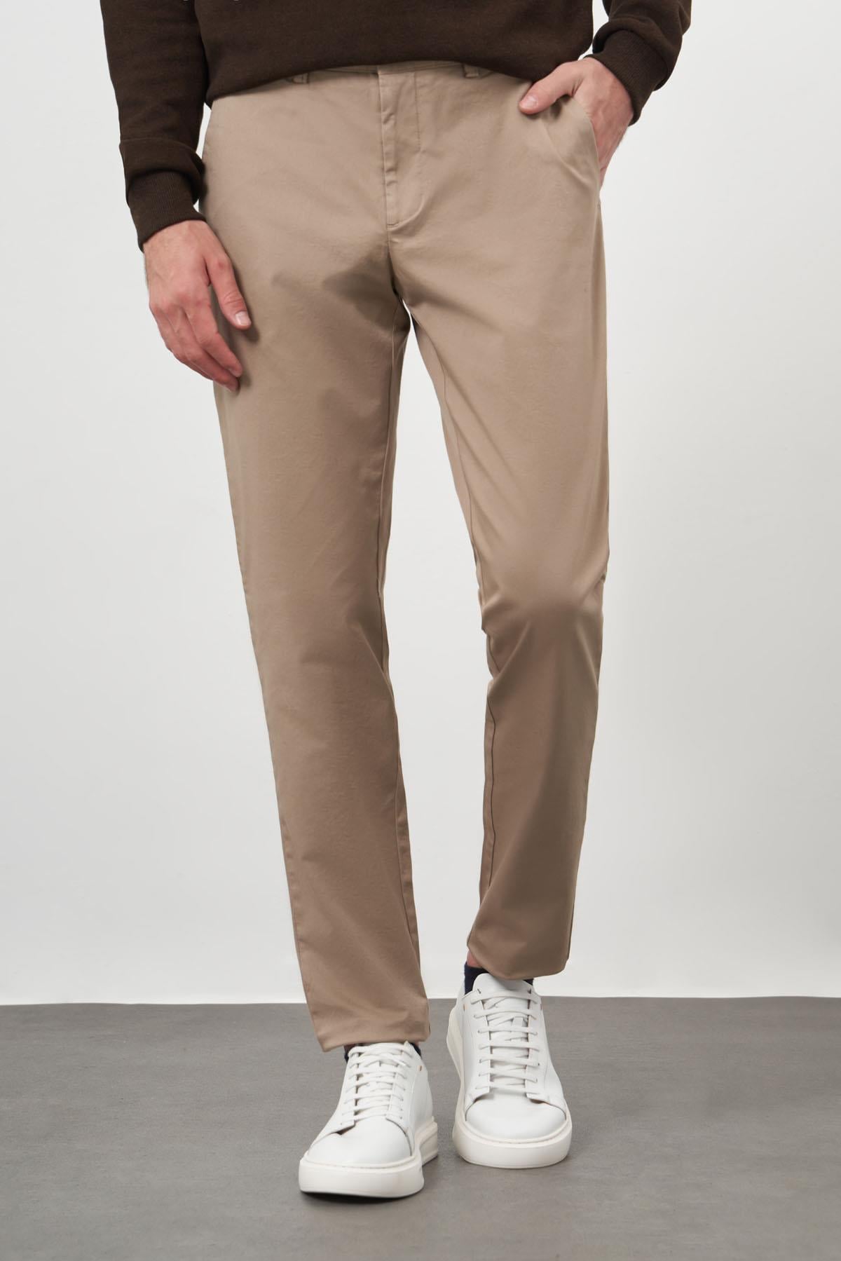 Morven Erkek AÇIK KAHVE Pamuk Yan Cep Slim Fit Chino Pantolon