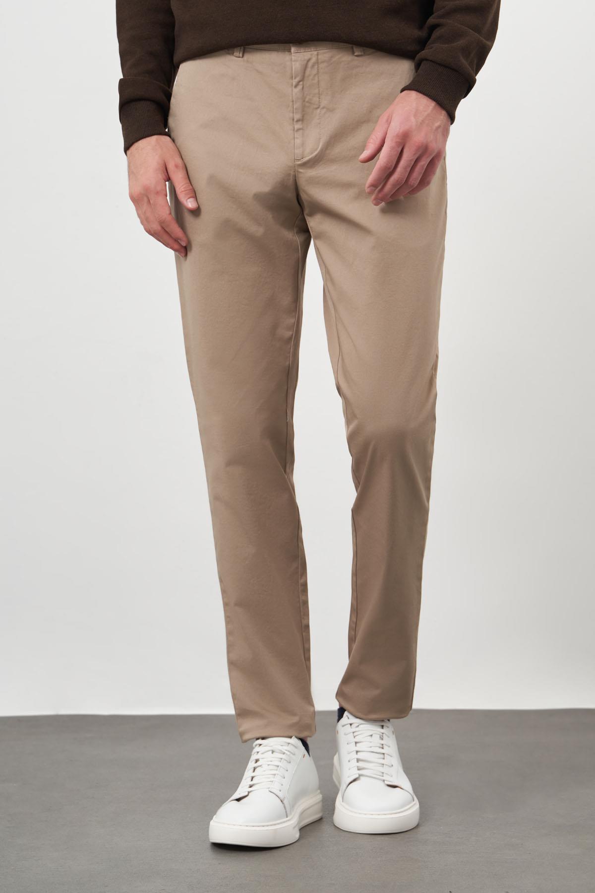 Morven Erkek AÇIK KAHVE Pamuk Yan Cep Slim Fit Chino Pantolon