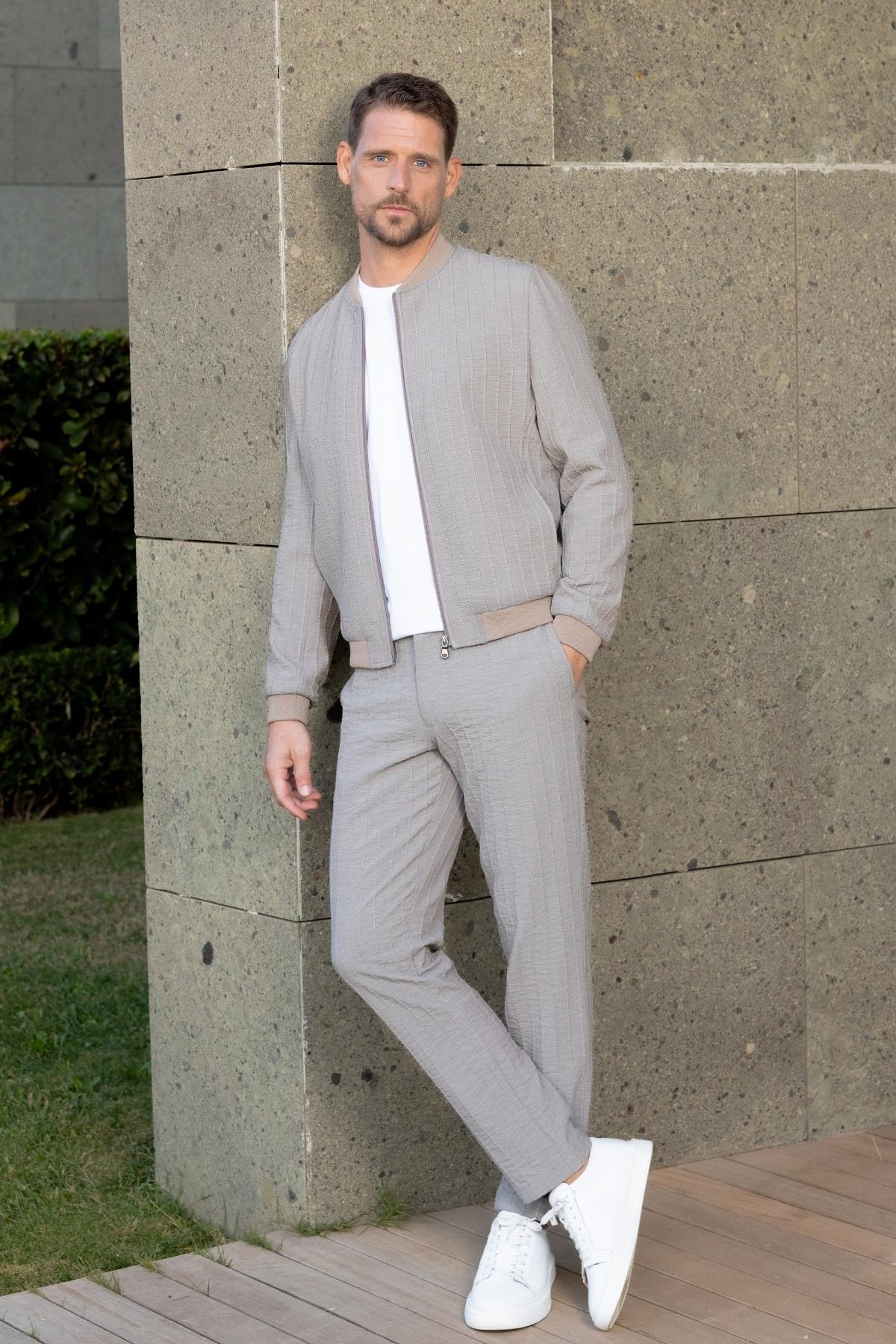 Morven Erkek AÇIK KAHVE Poliviskon Fermaurlı Baharlık Bomber Mont