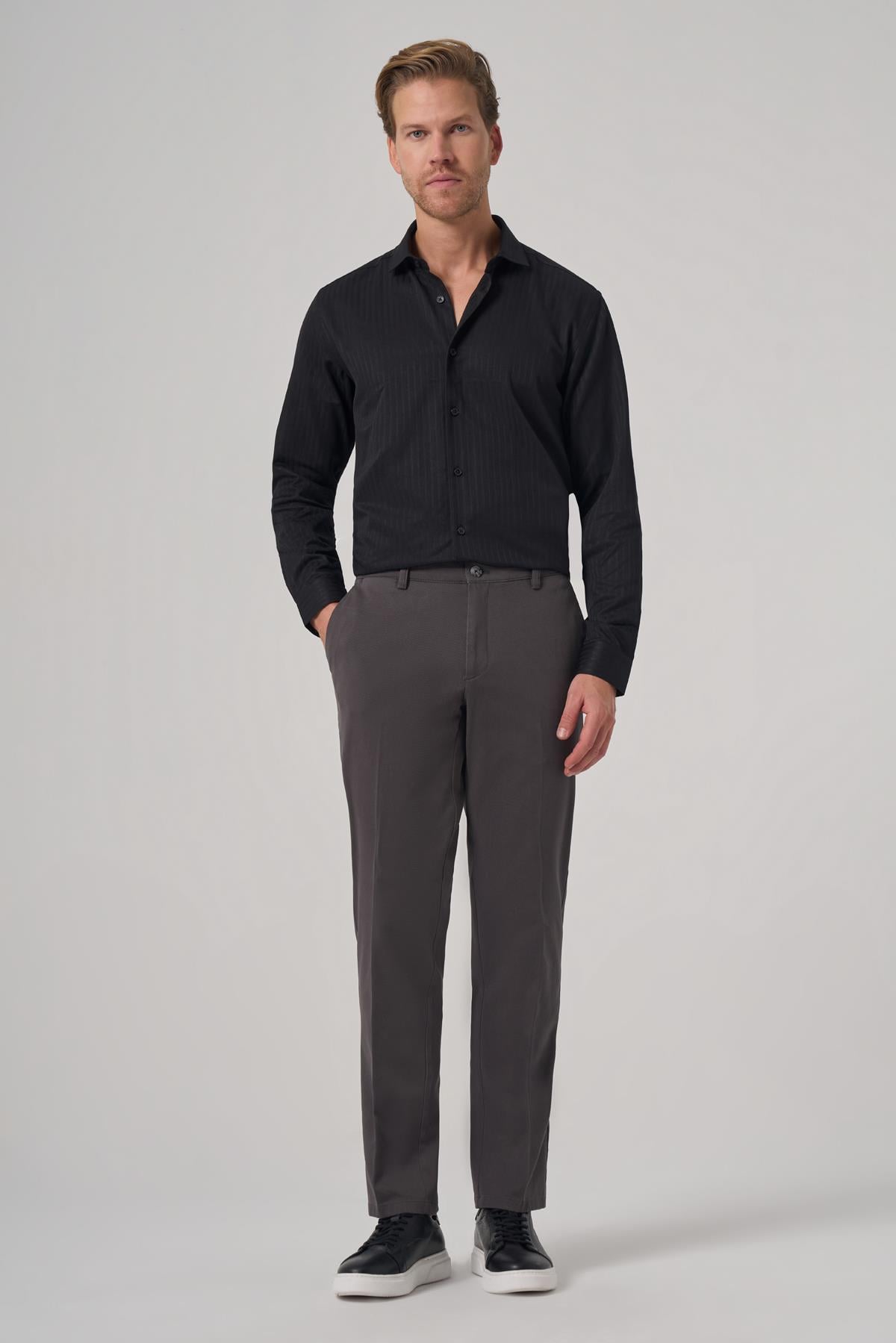 Morven Erkek Antrasit Pamuk Trend Dynamic Fit Chino Pantolon