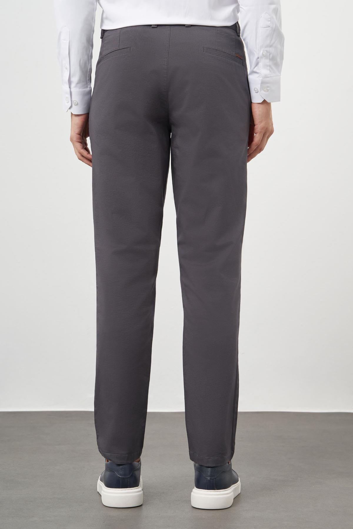 Morven Erkek Antrasit Pamuk Yan Cep Slim Fit Chino Pantolon