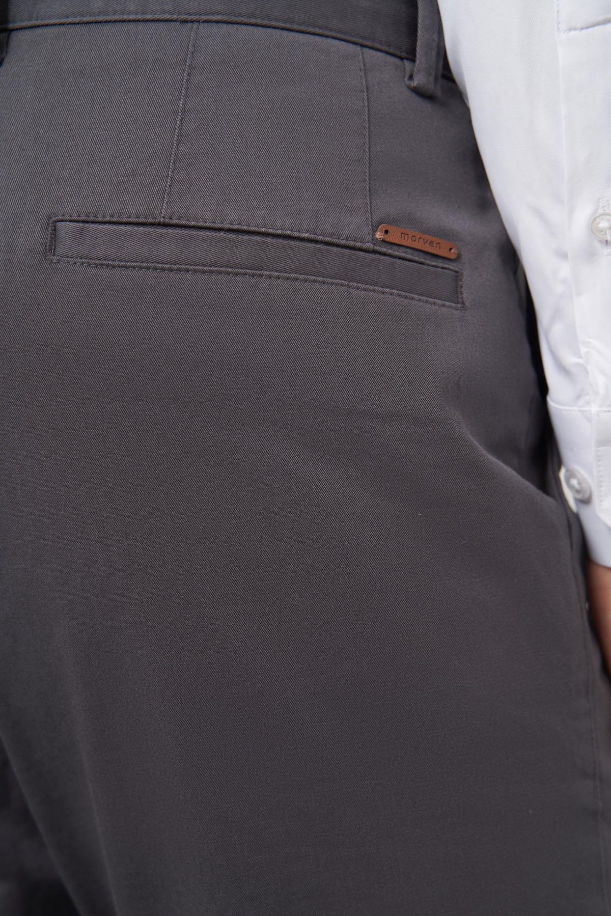 Morven Erkek Antrasit Pamuk Yan Cep Slim Fit Chino Pantolon