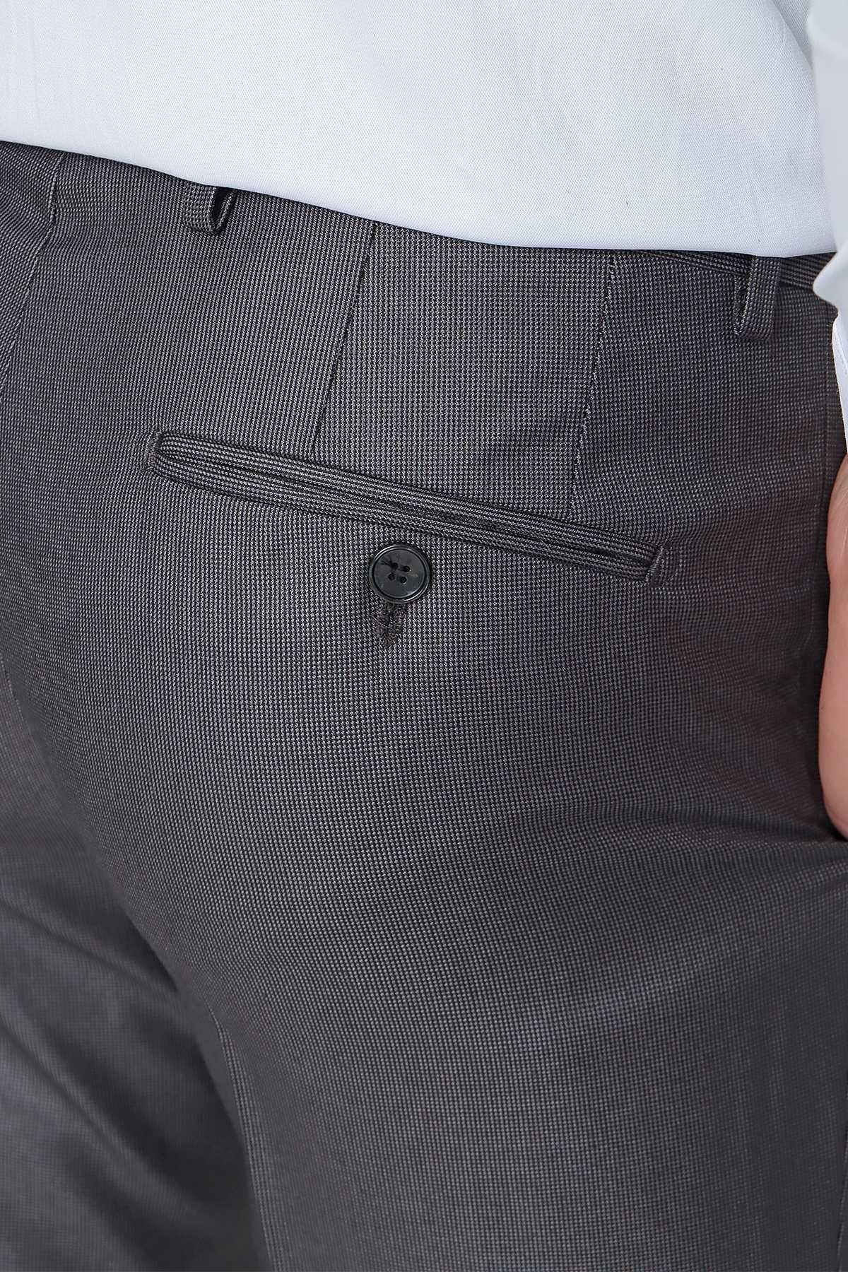 Morven Erkek Antrasit Slim Fit Desenli Dar Kesim Pantolon