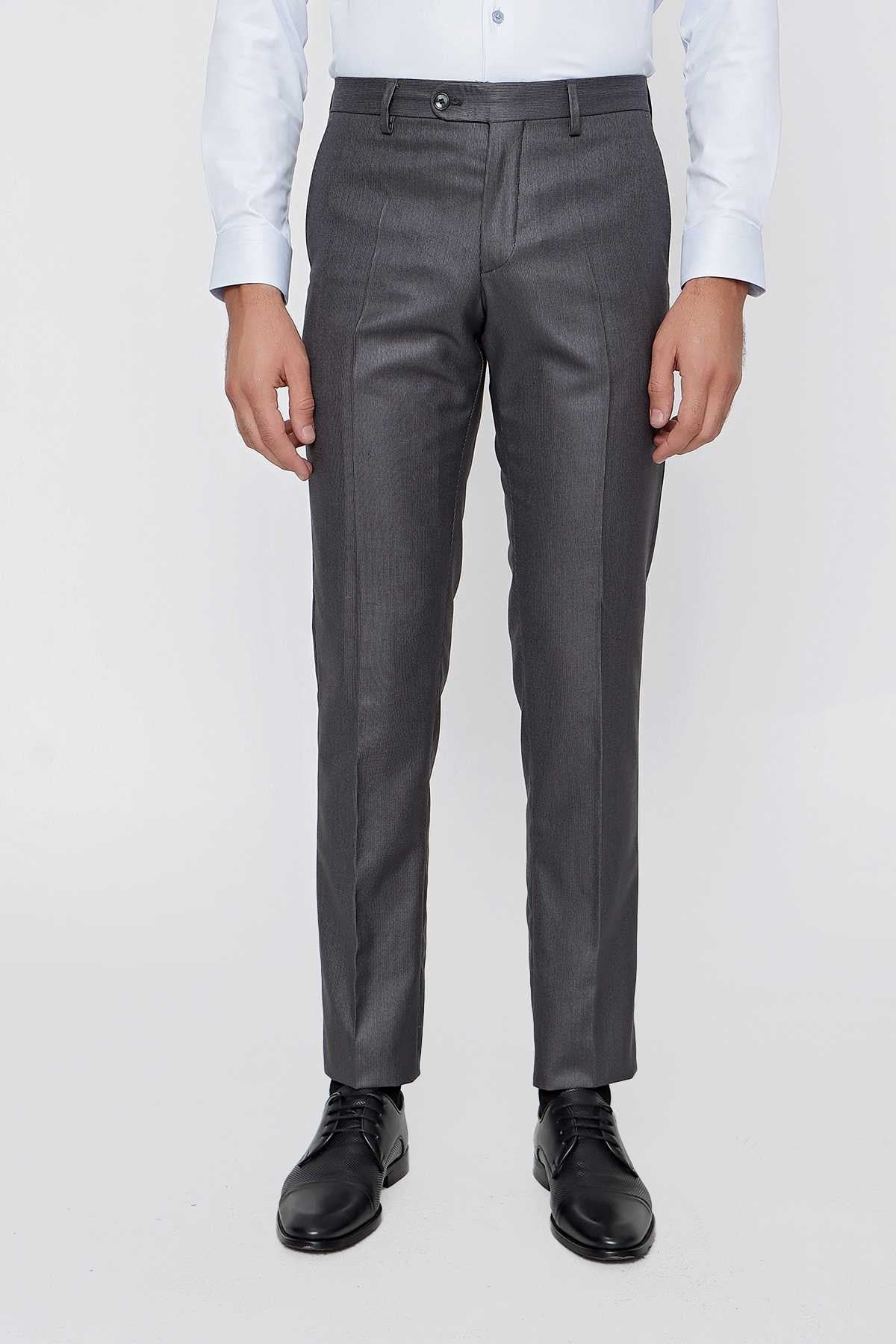 Morven Erkek Antrasit Slim Fit Desenli Dar Kesim Pantolon