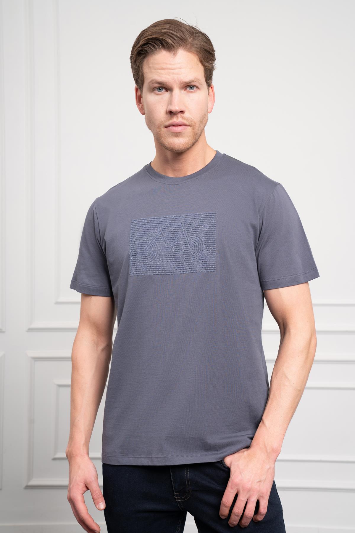 Morven Erkek Antrasit Trend Bisiklet Yaka Dinamik Fit Pamuk T-Shirt