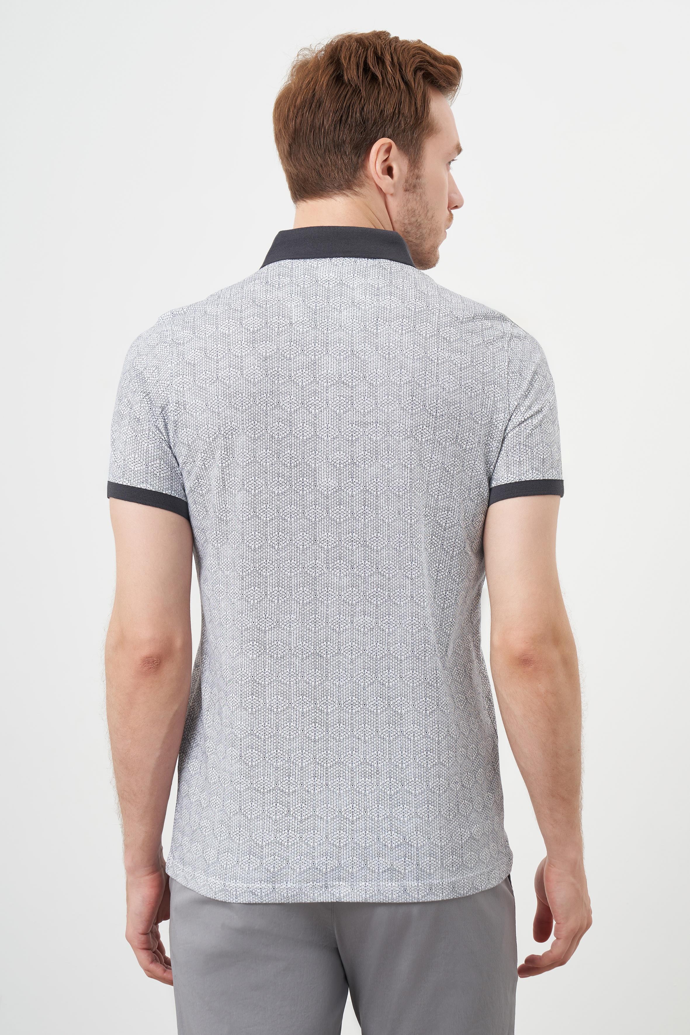 Morven Erkek Antrasit Trend Compact Rotasyon Baskı Pike Polo Yaka T-Shirt