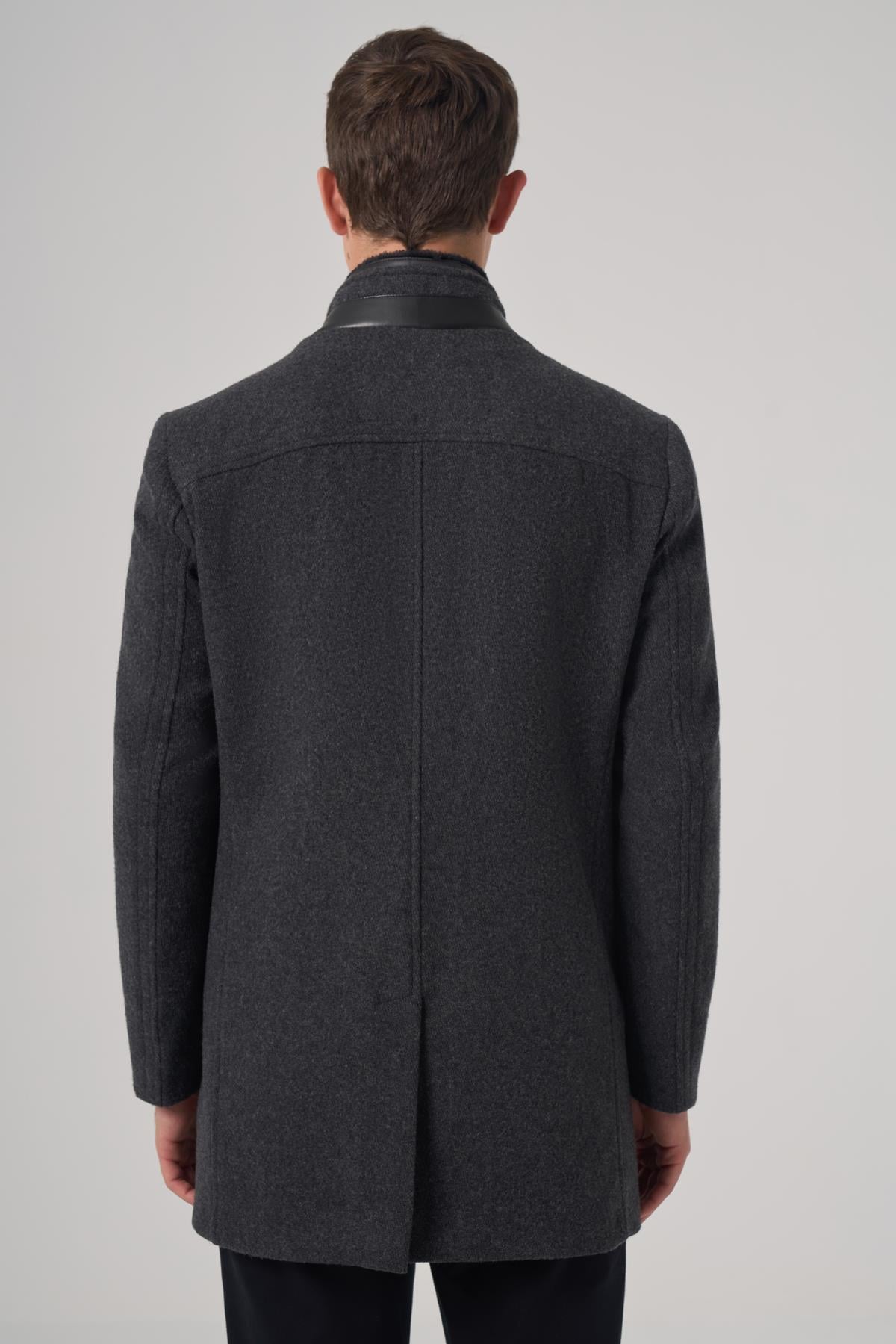 Morven Erkek Antrasit Yünlü Dynamic Fit Kambet Çıkma Mostra Kaban
