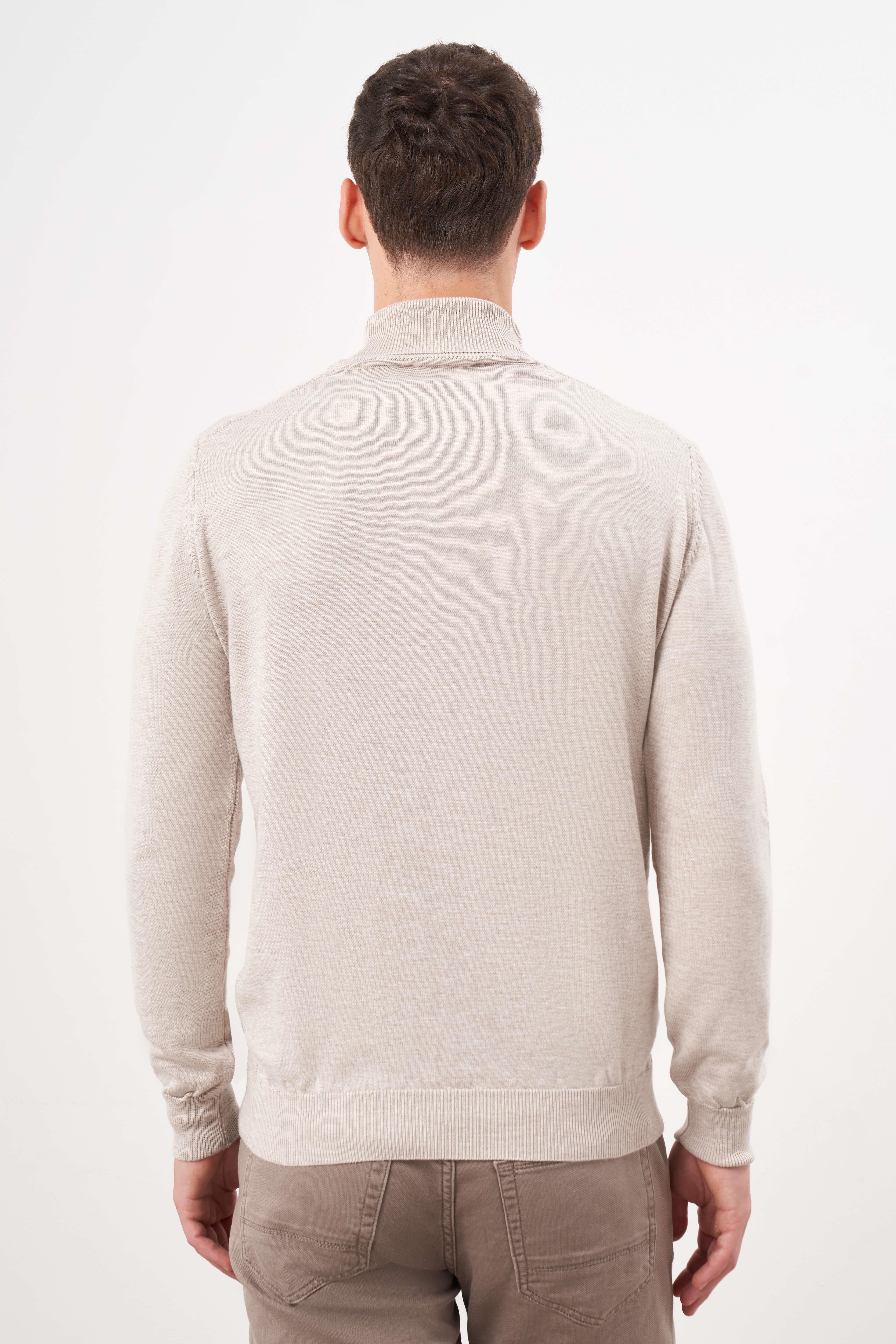 Morven Erkek Bej Basic Balıkçı Yaka Dynamic Fit Rahat Kesim Triko