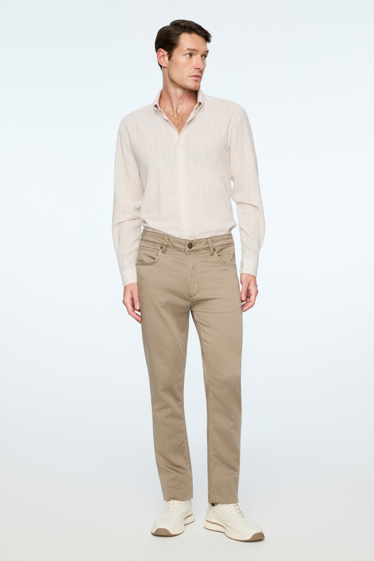 Morven Erkek Bej Denim 5 Cep Dynamic Fit Jean Kot Pantolon