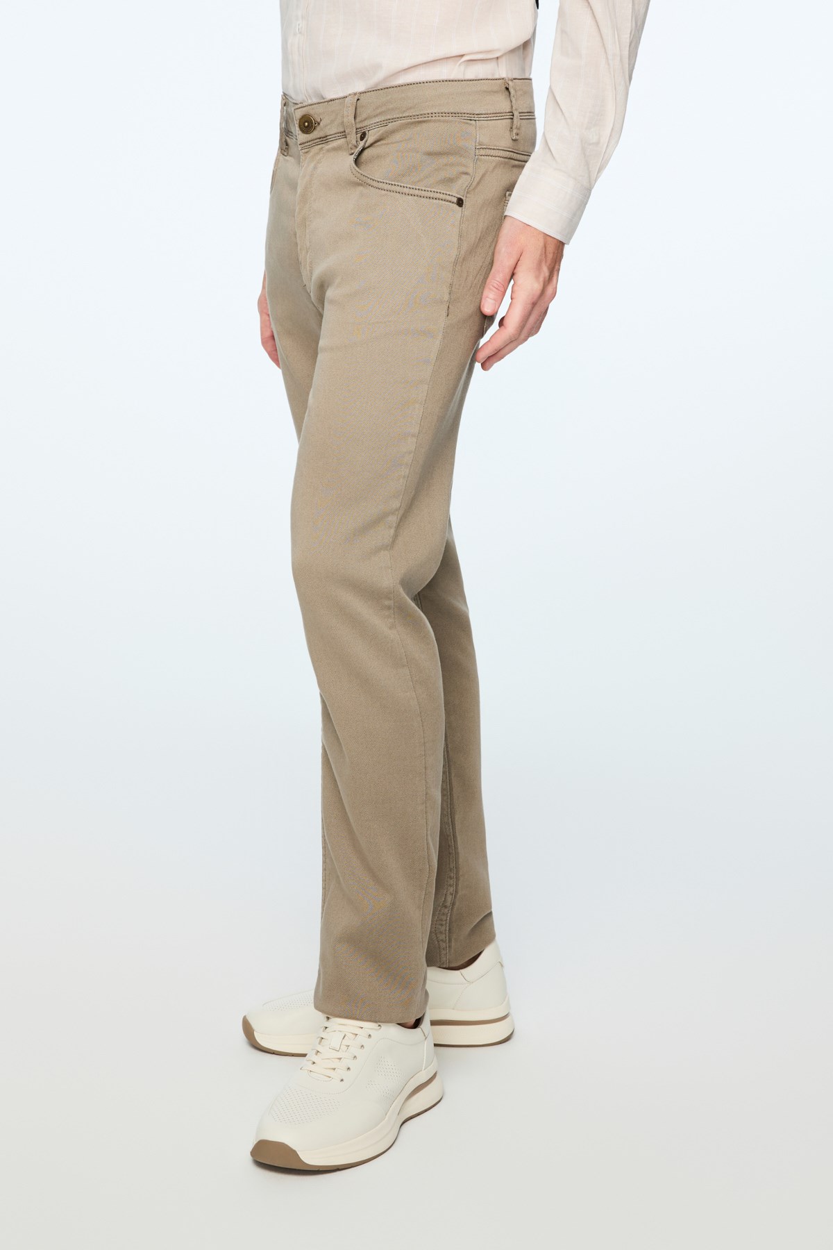 Morven Erkek Bej Denim 5 Cep Dynamic Fit Jean Kot Pantolon