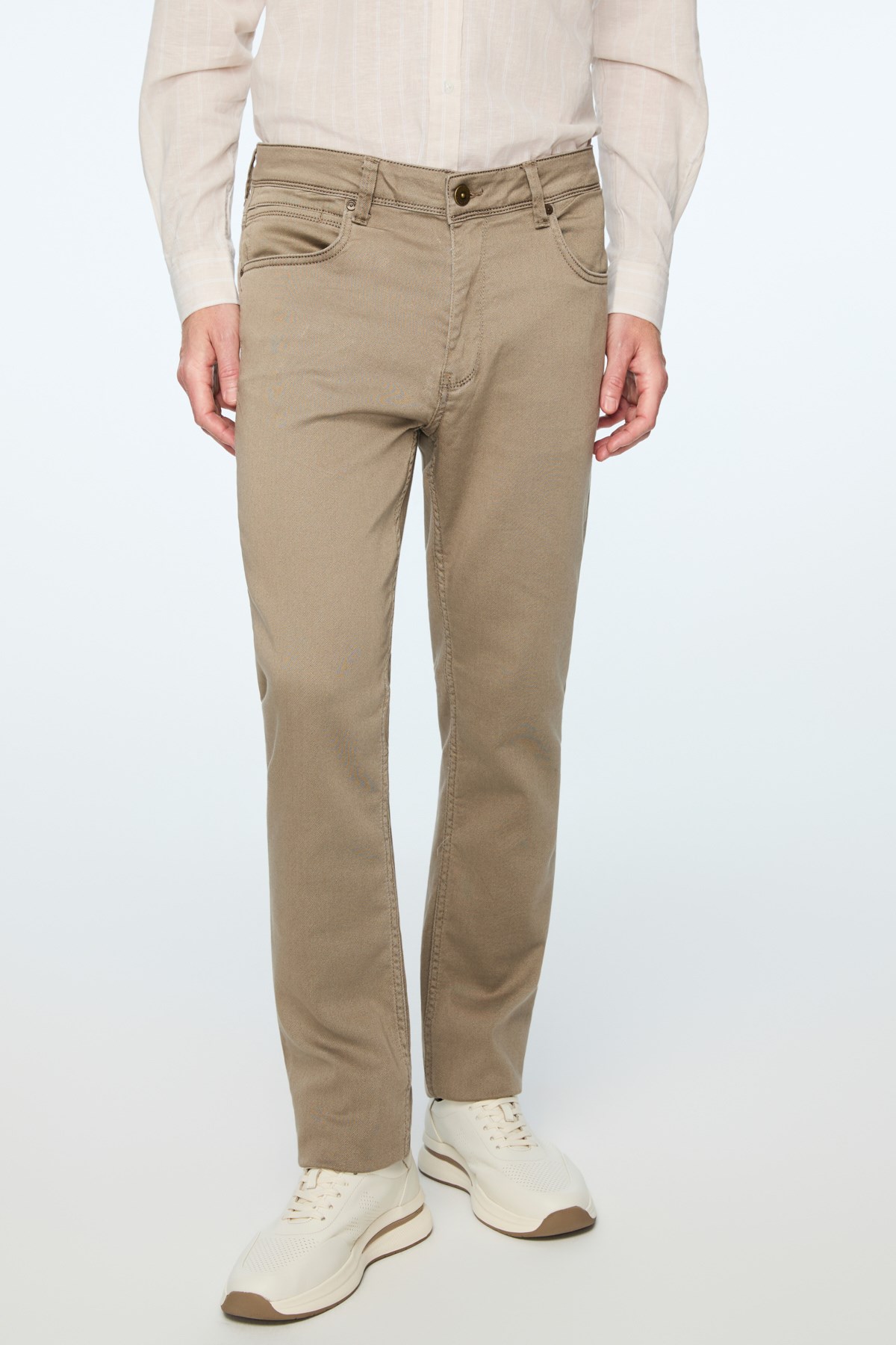Morven Erkek Bej Denim 5 Cep Dynamic Fit Jean Kot Pantolon