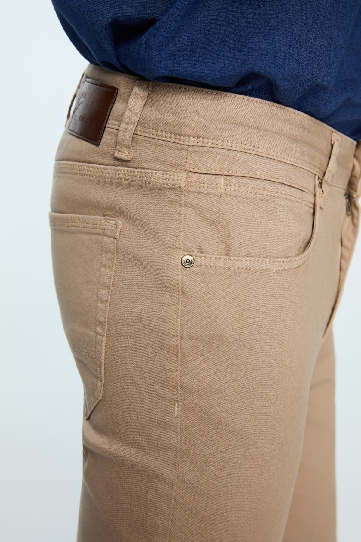 Morven Erkek Bej Denim 5 Cep Slim Fit Jean Kot Pantolon