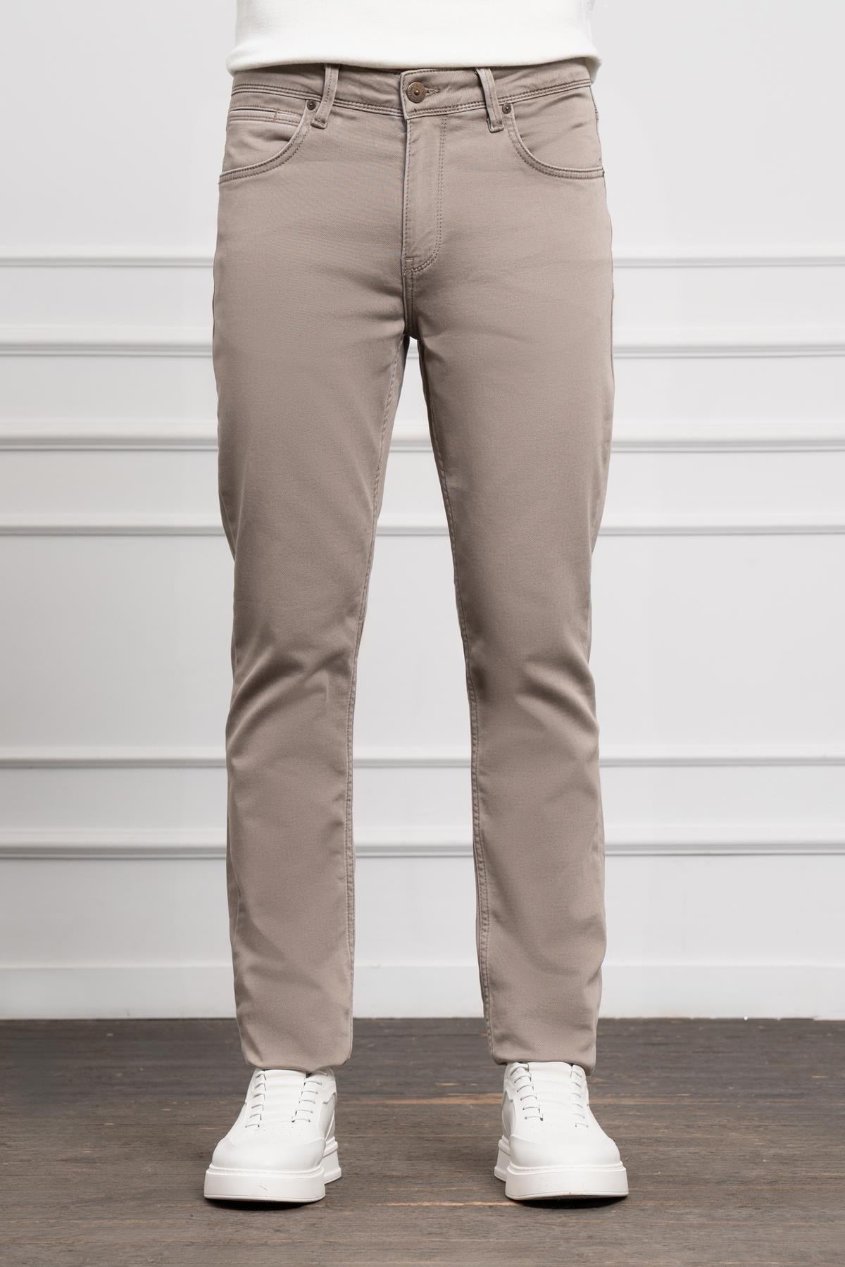 Morven Erkek Bej Mevsimlik Pamuk 5 Cep Dynamic Fit Jean Pantolon