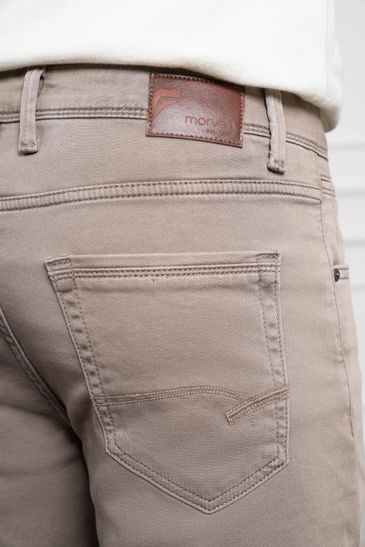 Morven Erkek Bej Mevsimlik Pamuk 5 Cep Dynamic Fit Jean Pantolon