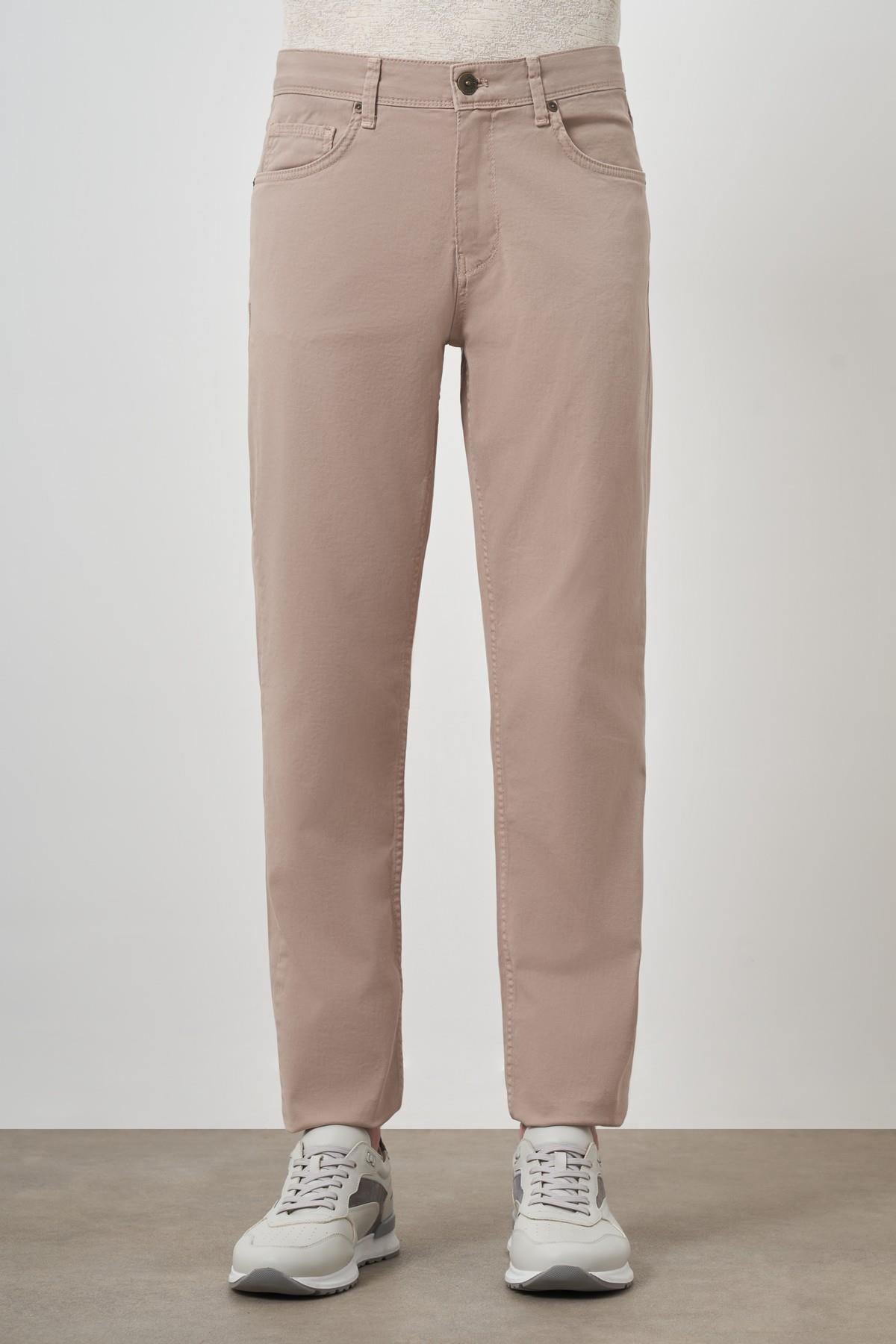 Morven Erkek Bej Pamuk 5 Cep Dynamic Fit Jean Kot Pantolon