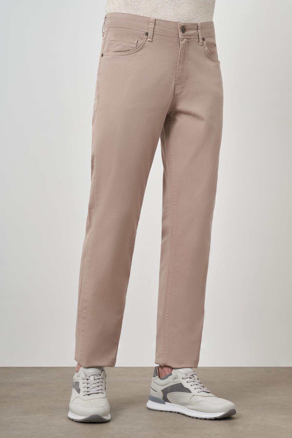 Morven Erkek Bej Pamuk 5 Cep Dynamic Fit Jean Kot Pantolon