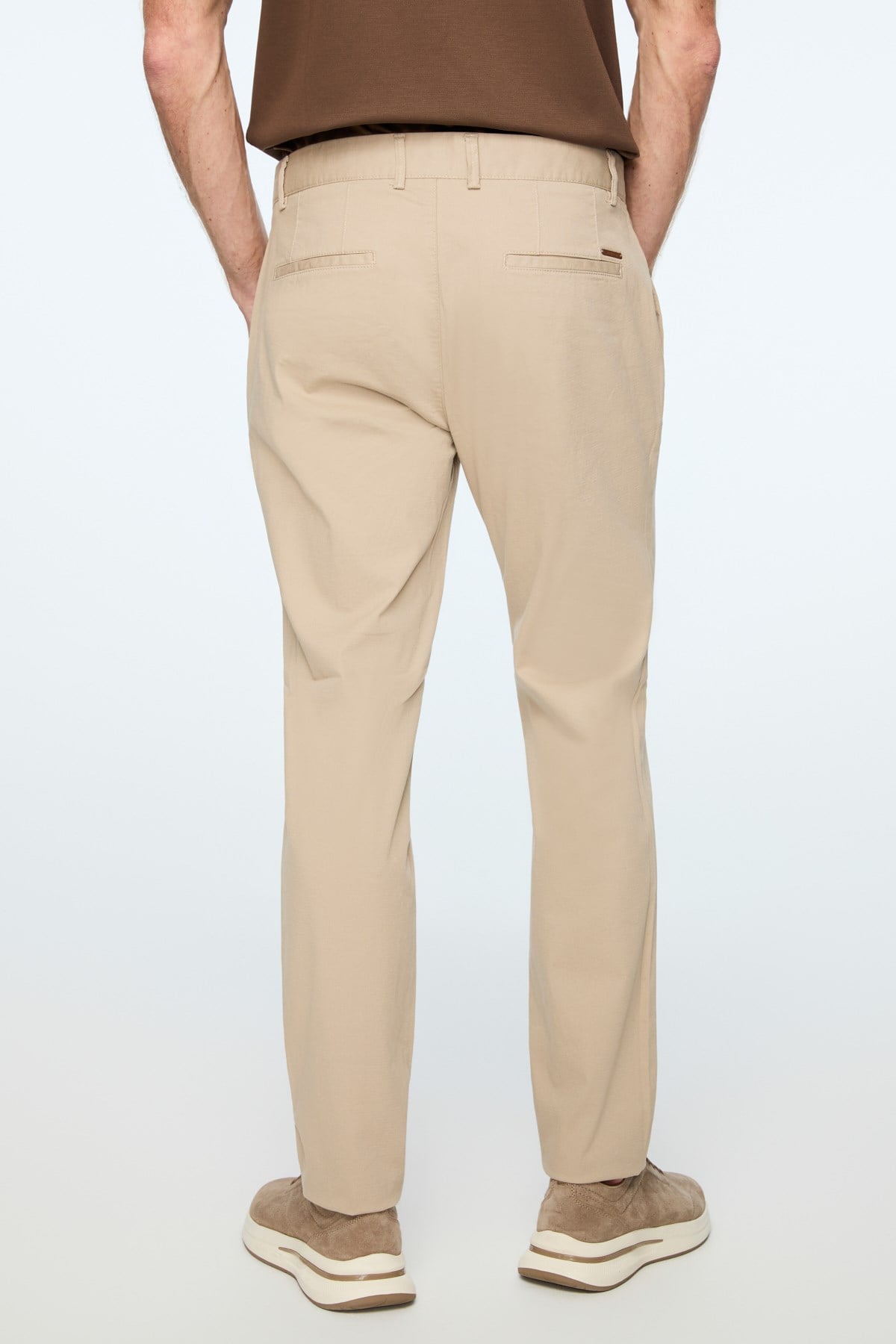 Morven Erkek Bej Pamuk Trend Düz Slim Fit Chino Pantolon