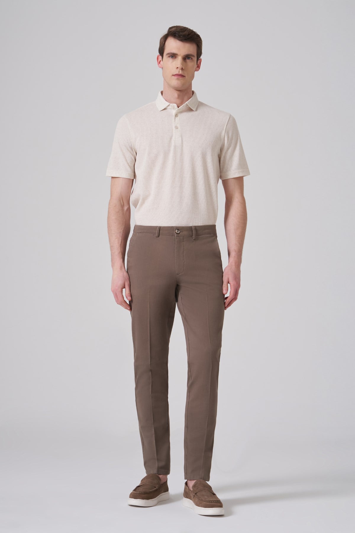 Morven Erkek Bej Pamuk Trend Dynamic Fit Chino Pantolon