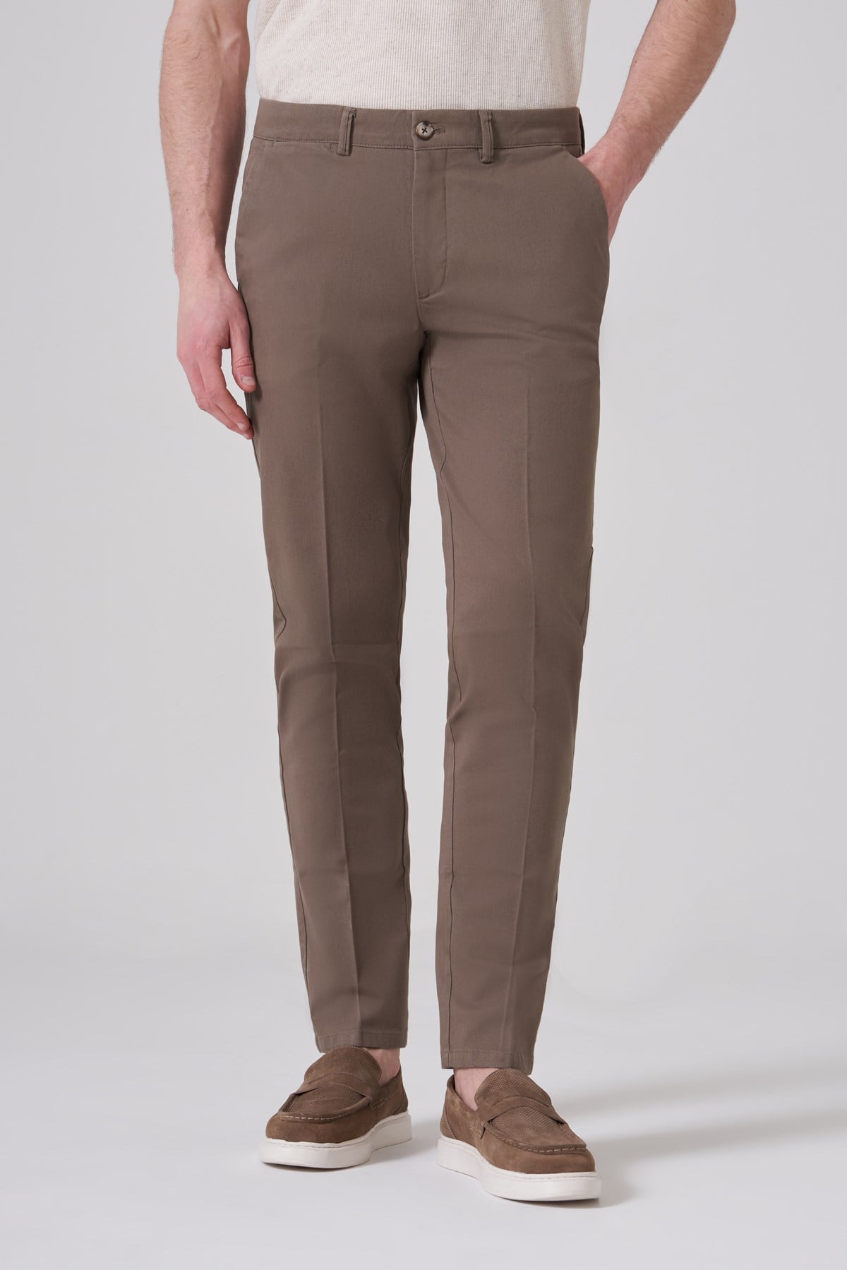 Morven Erkek Bej Pamuk Trend Dynamic Fit Chino Pantolon