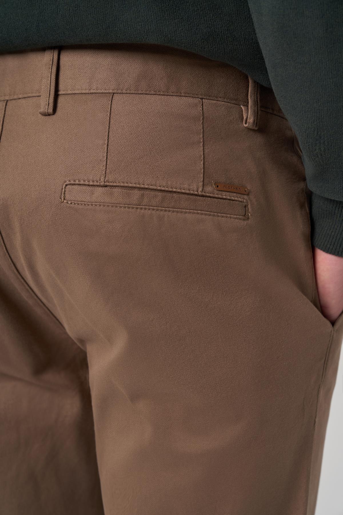 Morven Erkek Bej Pamuk Trend Slim Fit Chino Pantolon