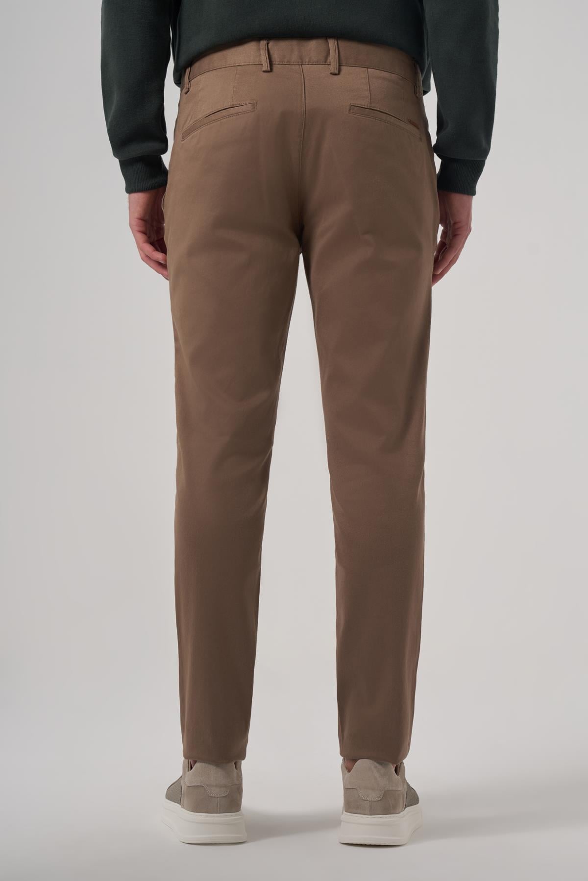 Morven Erkek Bej Pamuk Trend Slim Fit Chino Pantolon