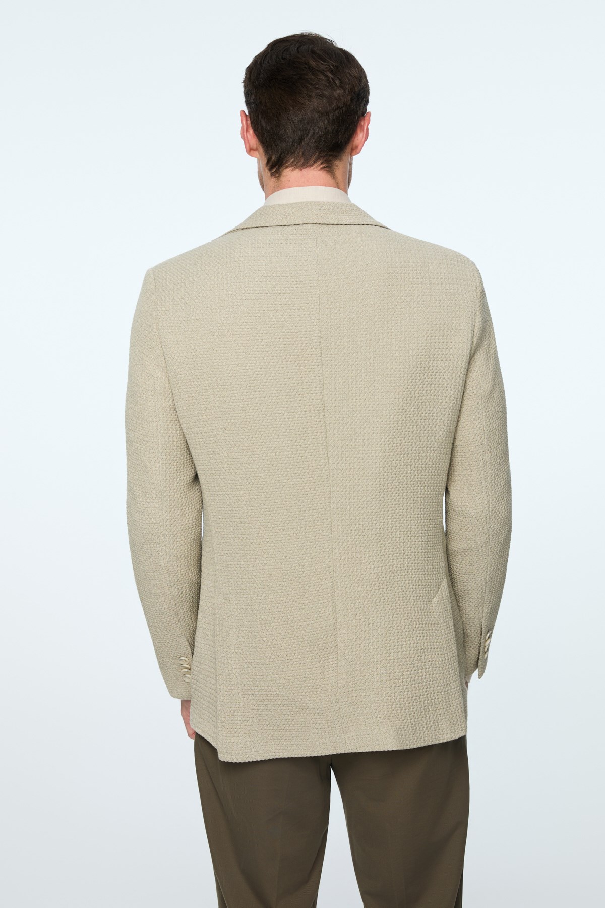 Morven Erkek Bej Poliviskon Trend Desenli Slim Fit Ceket