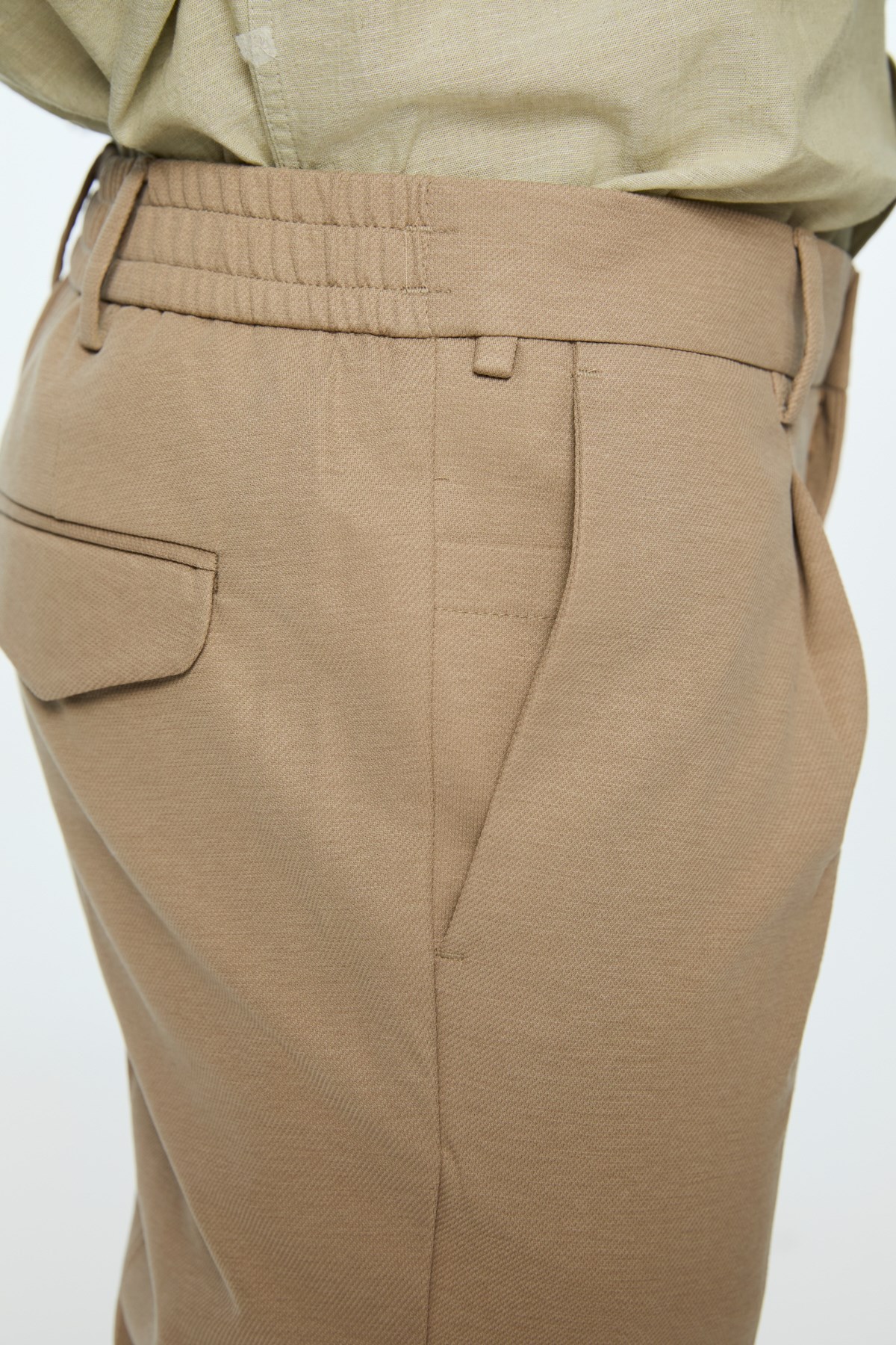 Morven Erkek Bej Poliviskon Trend Düz Slim Fit Pantolon