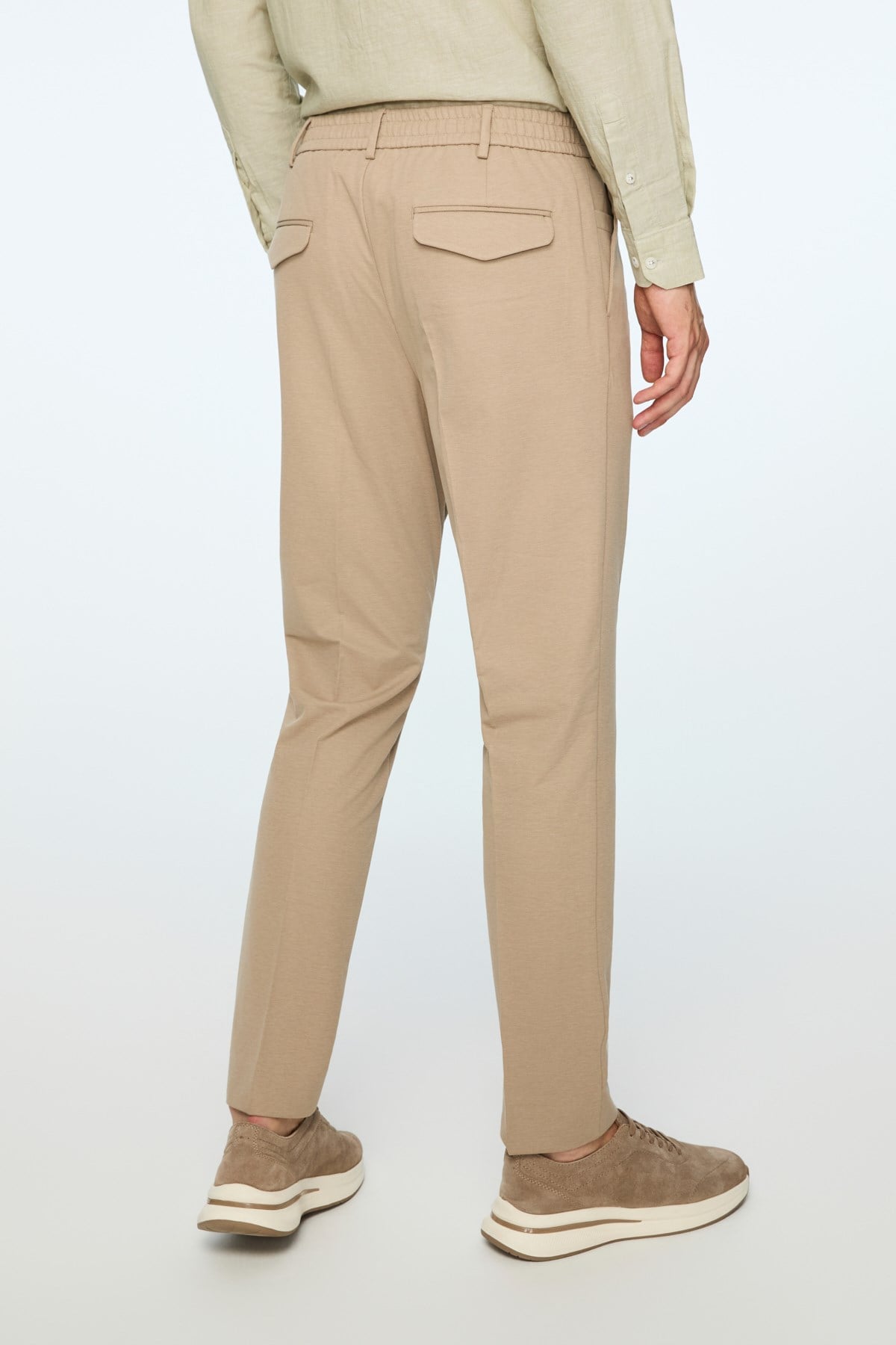 Morven Erkek Bej Poliviskon Trend Düz Slim Fit Pantolon
