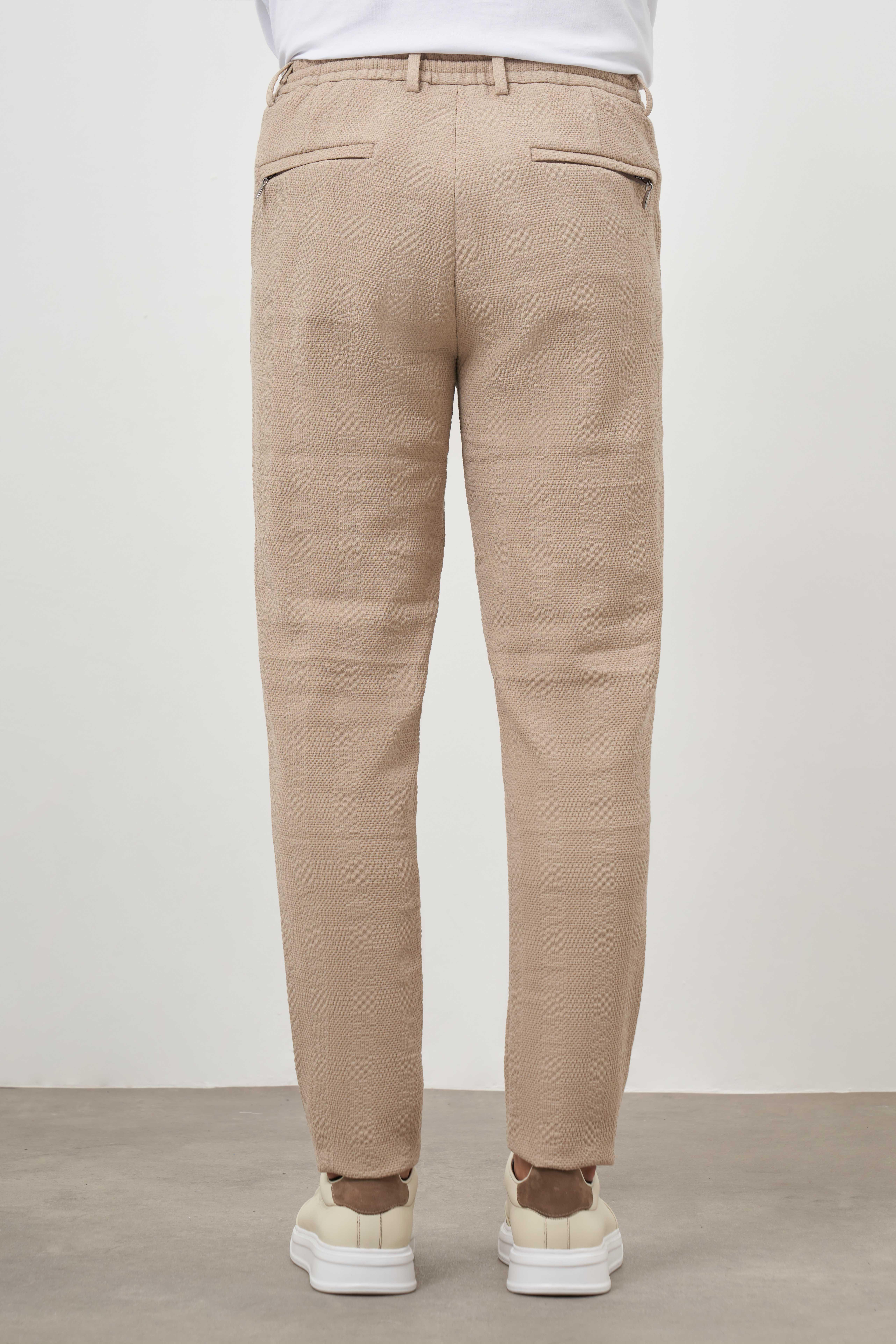 Morven Erkek Bej Poliviskon Trend İpli Jogger Slim Fit Spor Pantolon