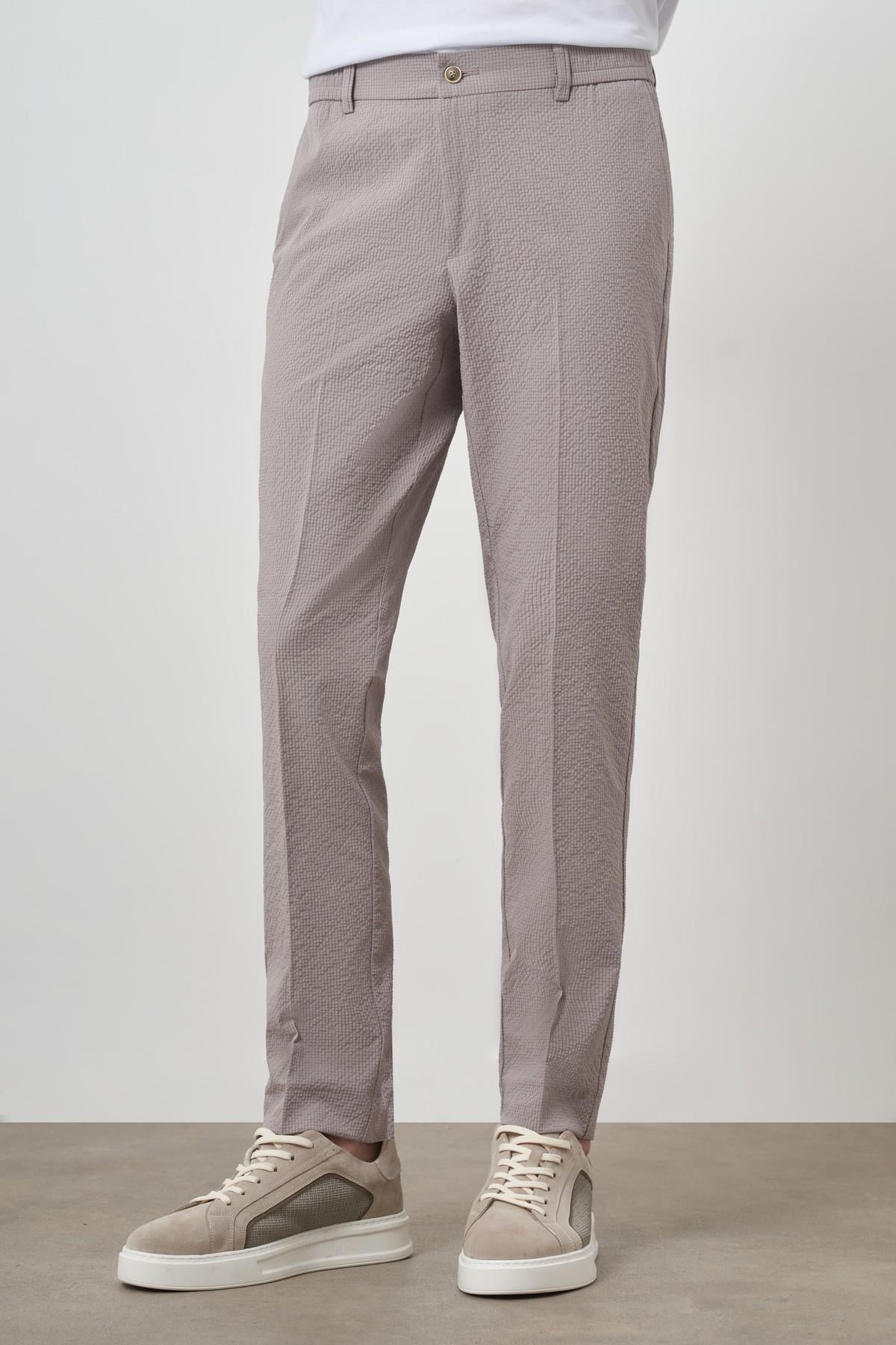 Morven Erkek Bej Polyester Lastikli Trend Slim Fit Pantolon