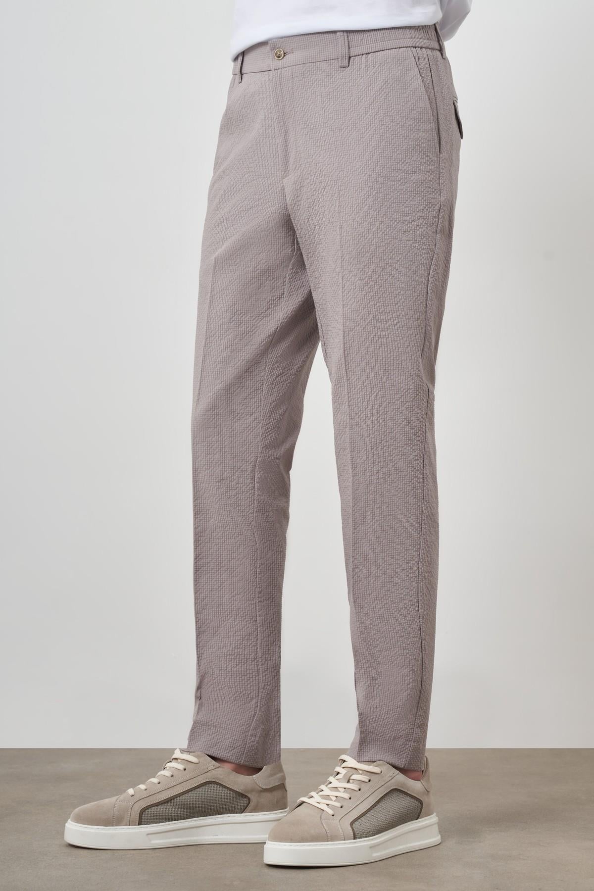 Morven Erkek Bej Polyester Lastikli Trend Slim Fit Pantolon