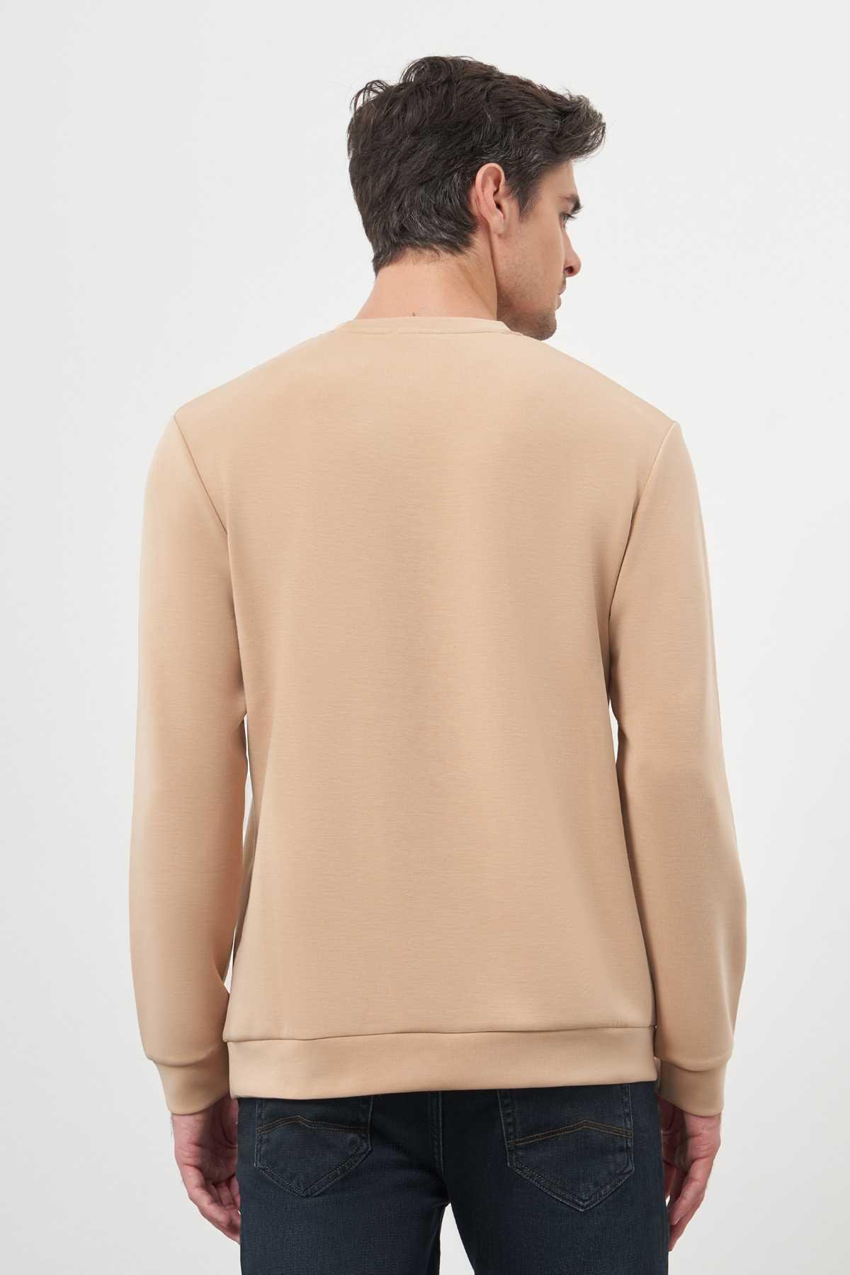 Morven Erkek Bej Trend Bisiklet Yaka Sweat-Shirt