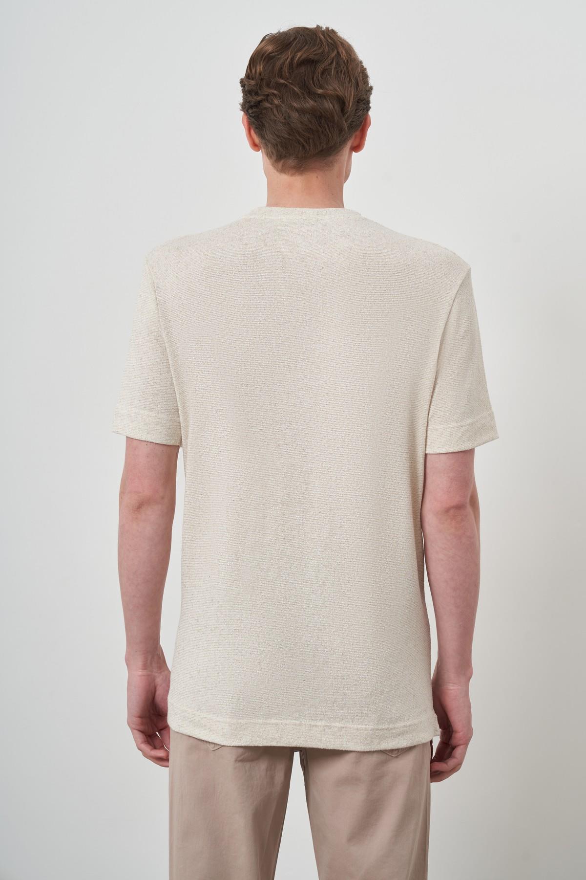 Morven Erkek Bej Trend Bisiklet Yaka T-Shirt