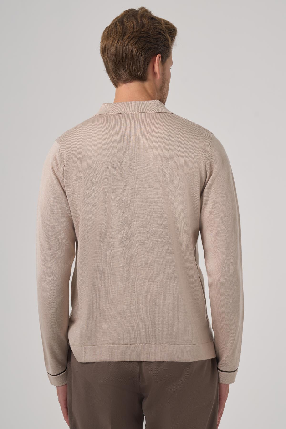 Morven Erkek Bej Trend Polo Yaka Gömlek Triko